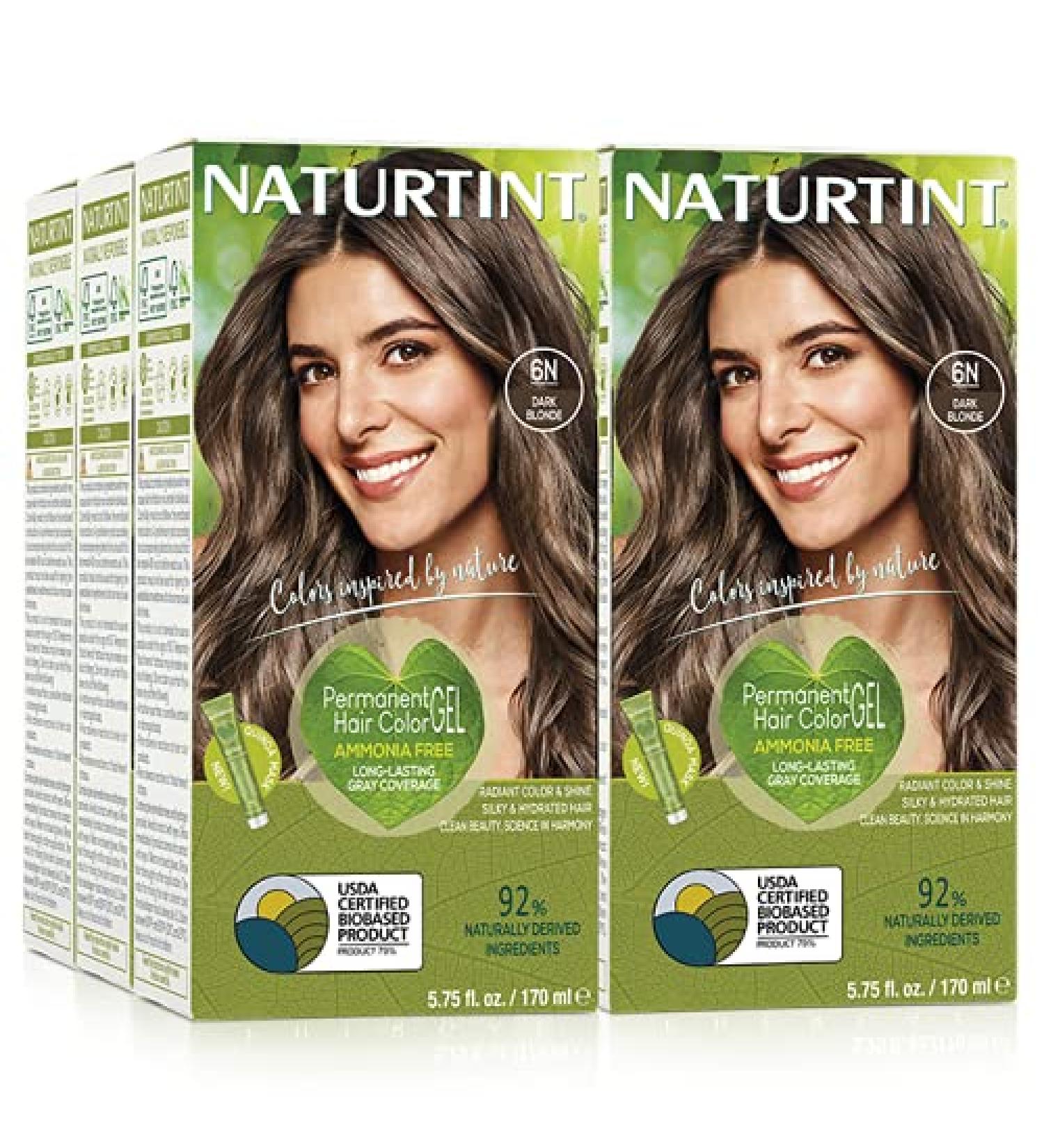 Naturtint 6N Dark Blonde Hair Color - Pack of 6 | Ammonia-Free, Vegan, Cruelty-Free | 100% Gray Coverage | Long-Lasting Results - 5.6 Fl Oz - Buy Online on GoSupps.com
