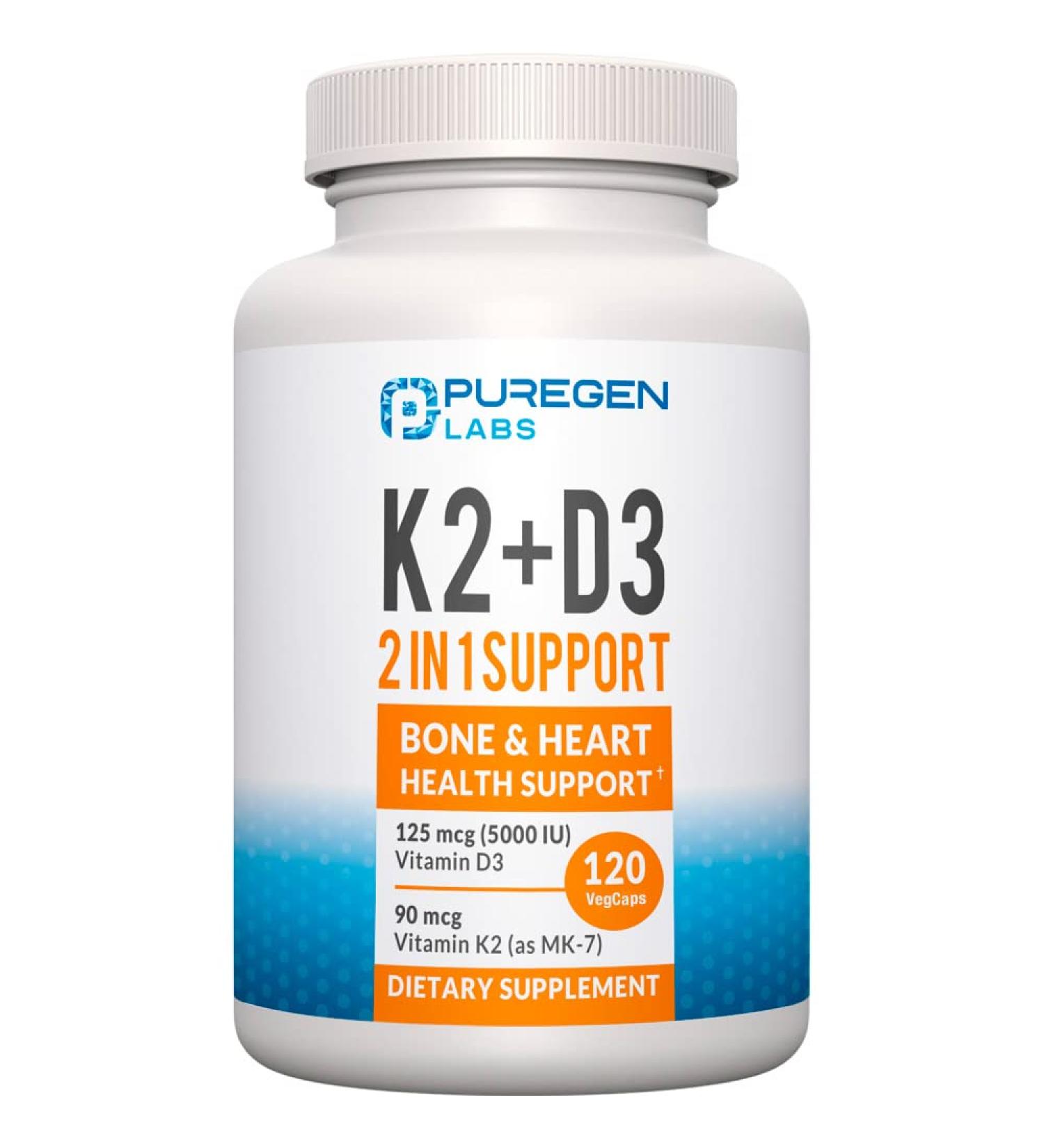High Potency 2-in-1 Vitamin D3 and K2 Supplement 120 Capsules - Bone and Heart Health - Non-GMO Formula - 4-Month Supply - Buy Online on GoSupps.com