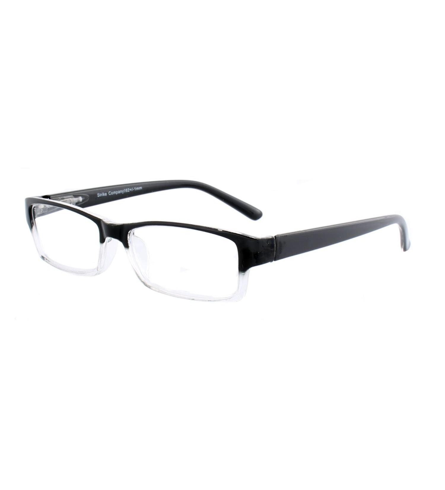 Reading glasses reading aid with two tone plastic frame and flexible temples black clear unisex +3 +3.0 diopters