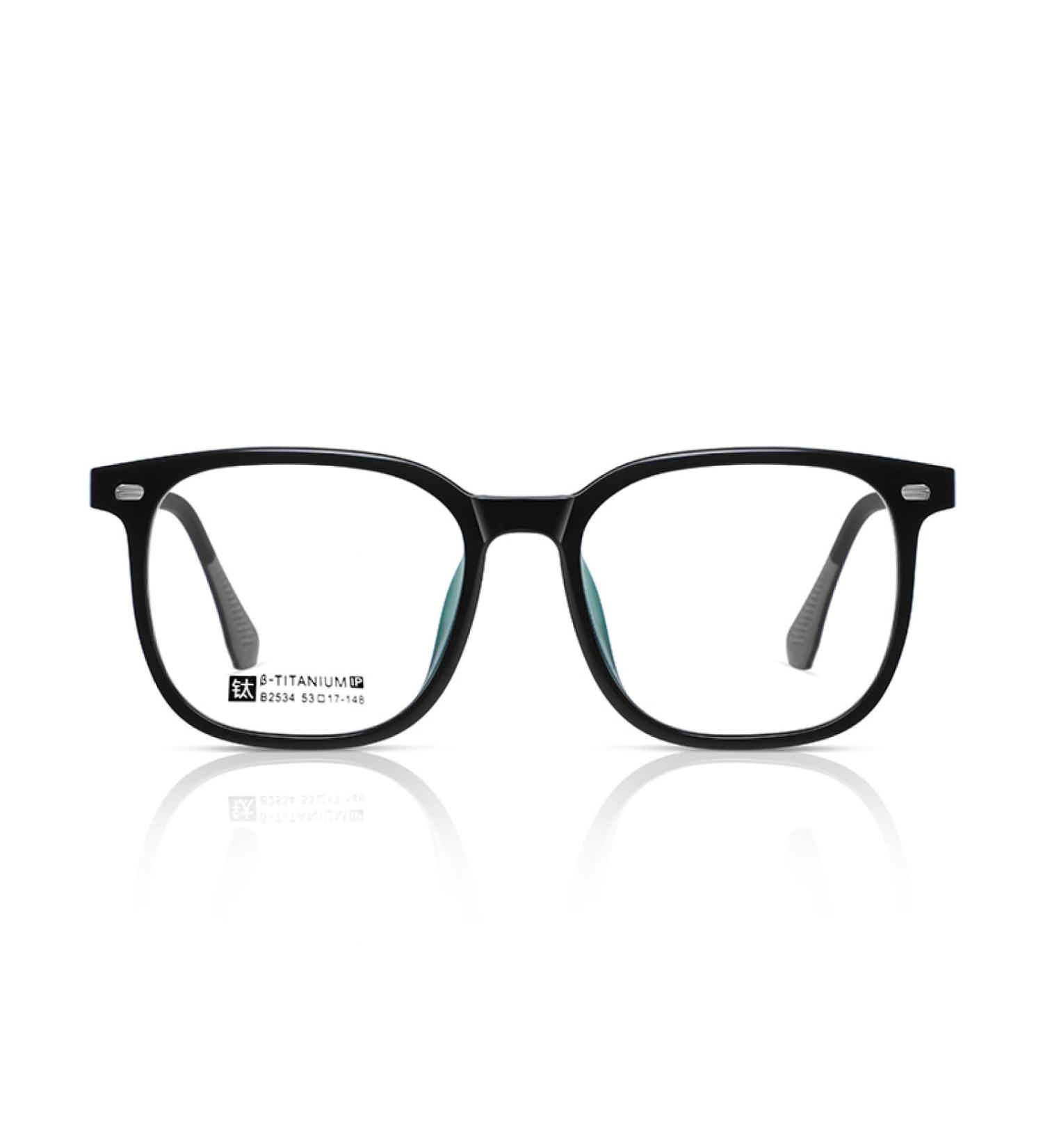 Buy Titanium Temples Square TR90 Frame Blue Light Blocking Glasses - UV Protection for Men & Women - 53mm Black Reading Glasses - Buy Online on GoSupps.com