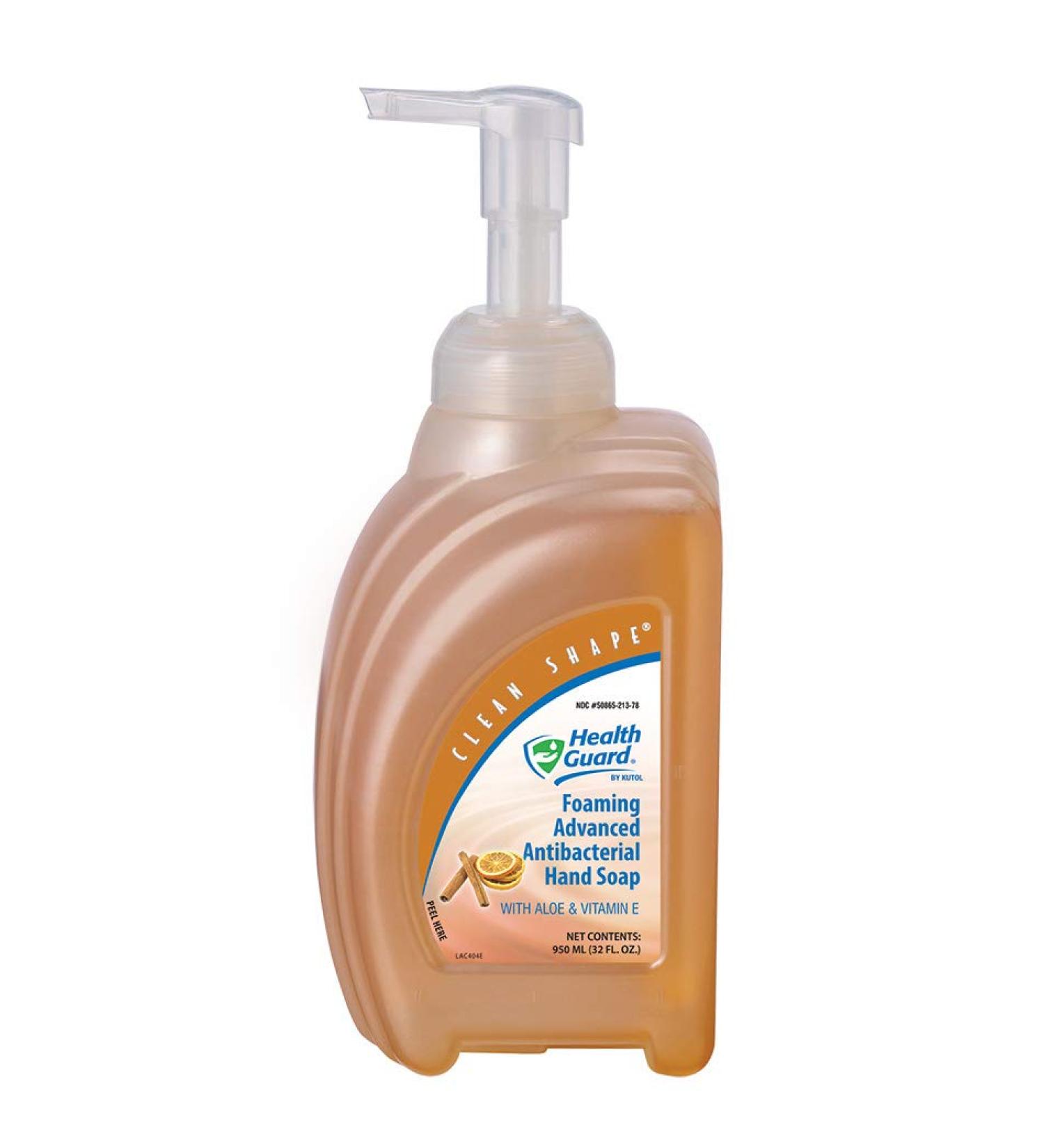 Health Guard 21314 Foaming Advanced Antibacterial Hand Soap 950 mL Clean Shape Pump Bottle Amber with Citrus Spice Scent (Pack of 4) - Buy Online on GoSupps.com