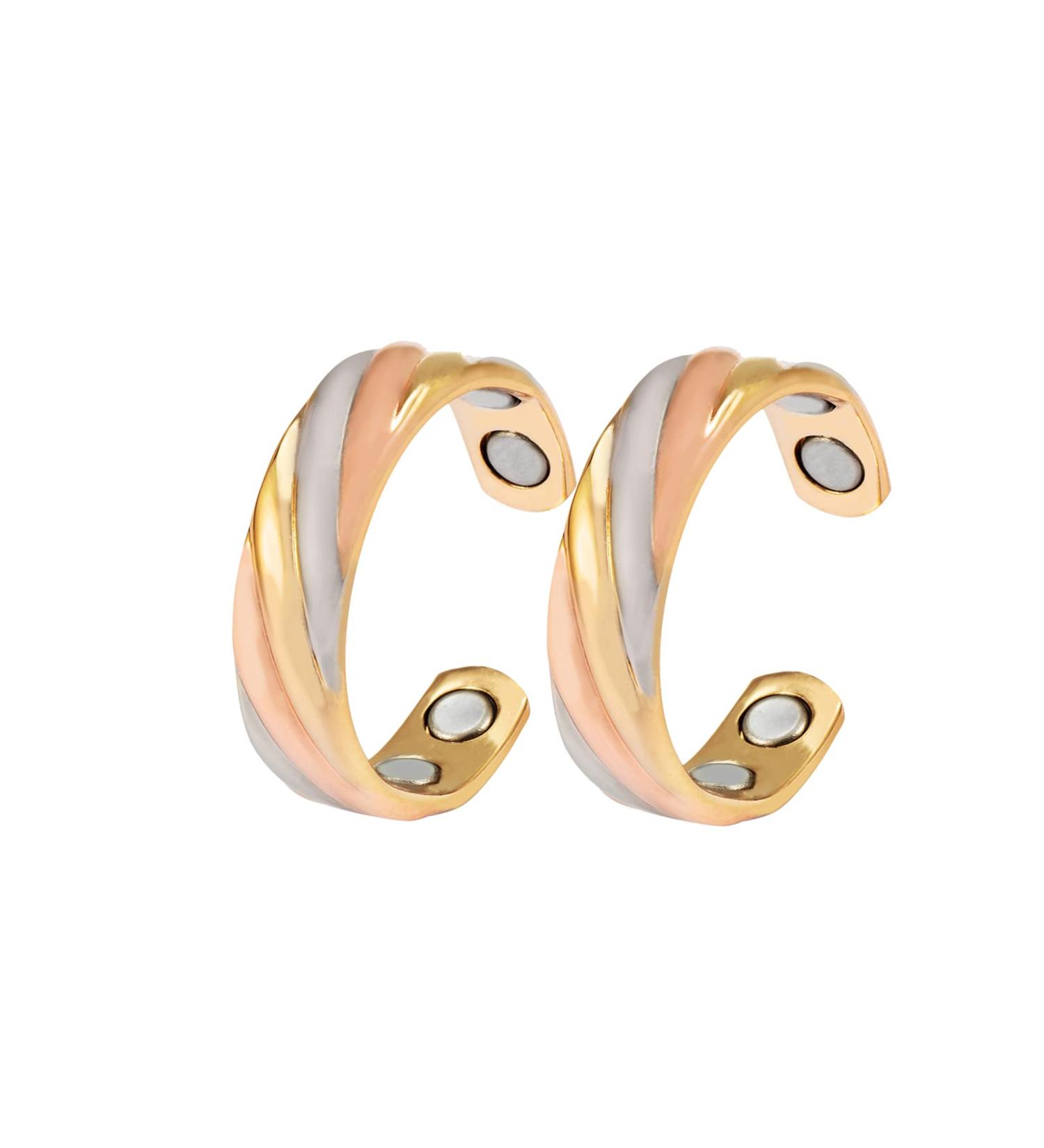 EnerMagiX Tri Tone 3500 Gauss Magnetic Copper Rings for Women or Men - Adjustable Size 99.95% Copper Ring with 4 Magnets - Women's Day Gift for Mom Wife (CPR-0131 X2) - Buy Online on GoSupps.com