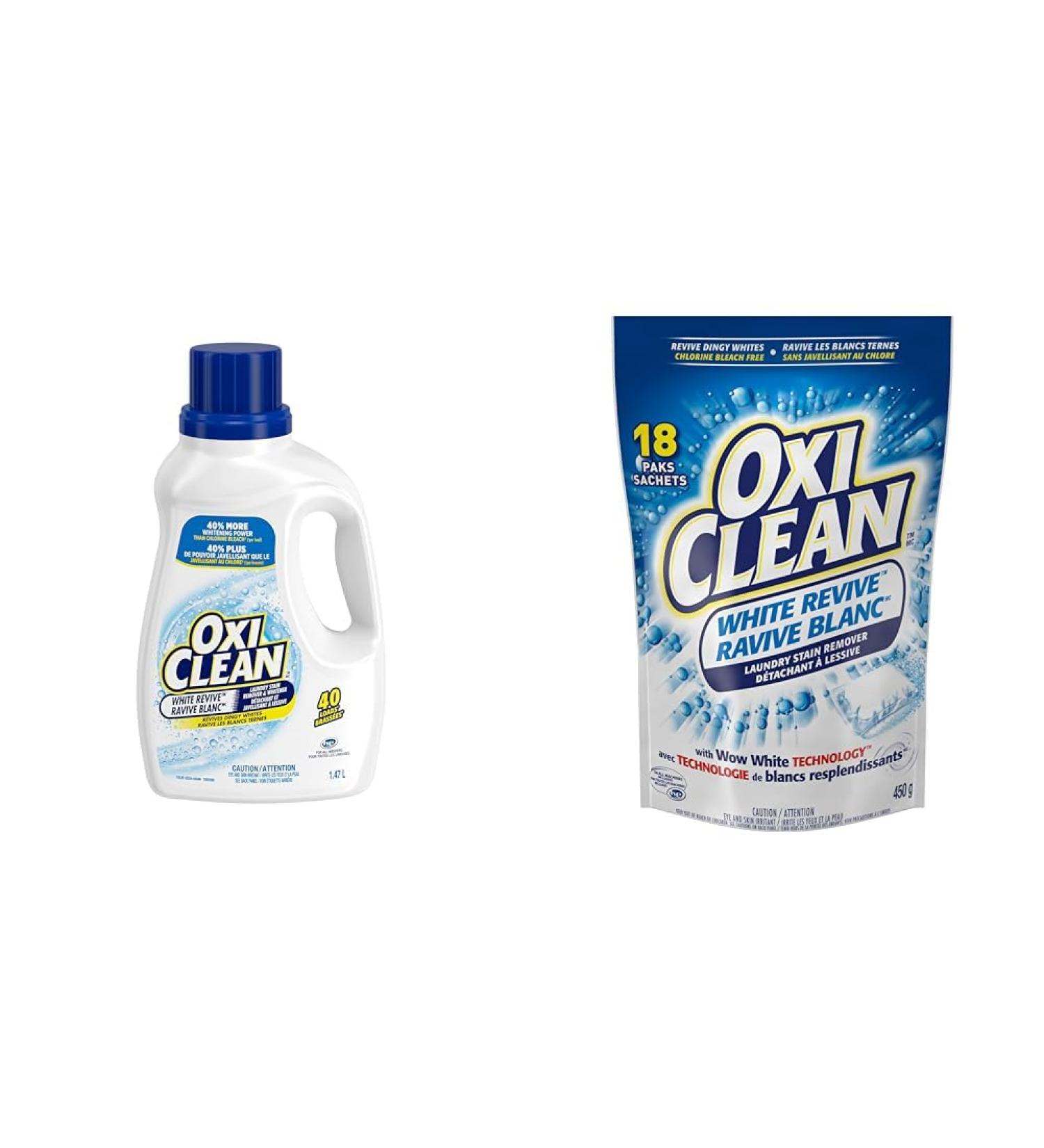 OxiClean White Revive Laundry Stain Remover Liquid 1.47-L & White Revive Laundry Stain Remover Paks 18 Count Liquid + LAUNDRY_DETERGENT - Buy Online on GoSupps.com