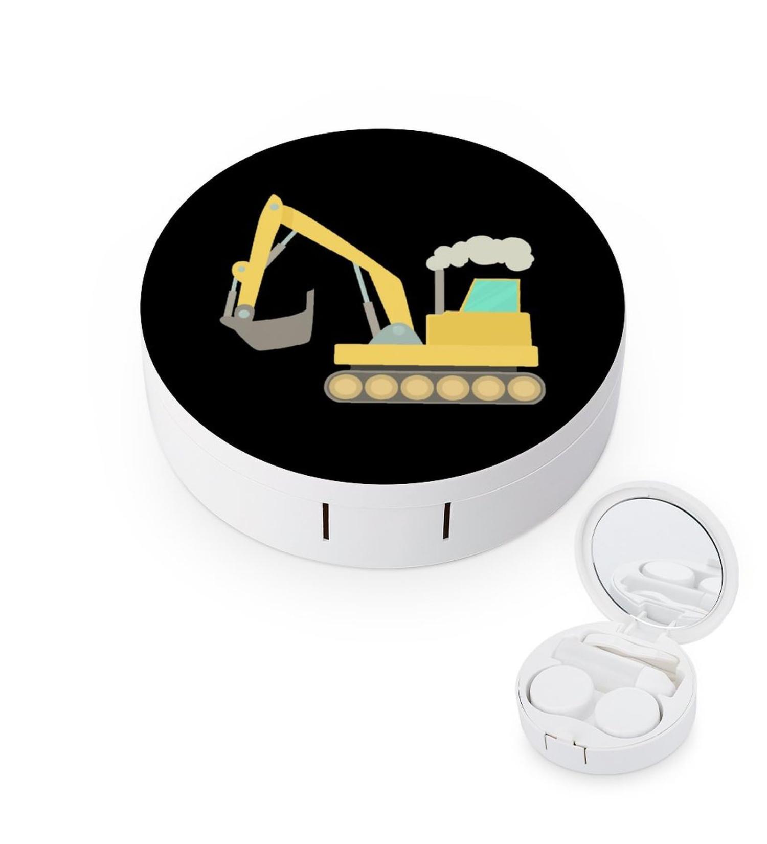 Cartoon Excavator Contact Lens Case - Portable & Travel-Friendly with Mirror | Ideal for International Shipping - Buy Online on GoSupps.com
