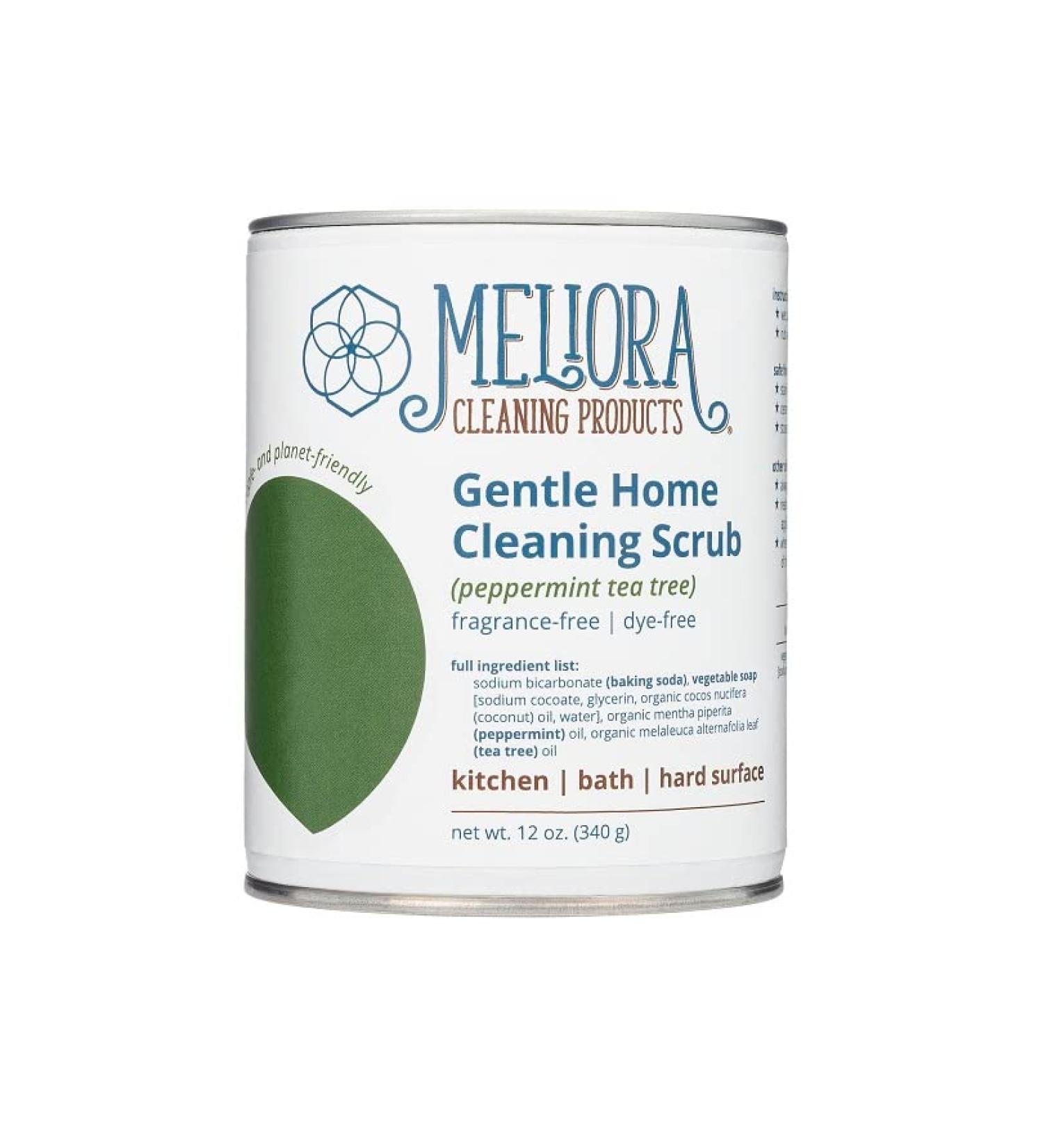 Meliora Cleaning Products Gentle Home Cleaning Scrub Powder Peppermint Tea Tree