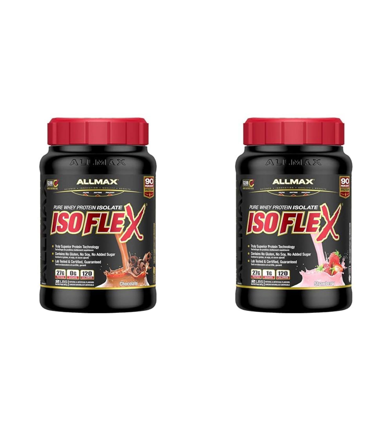 ALLMAX Isoflex Chocolate 2 Pound & Isoflex Strawberry 2 Pound - Buy Online on GoSupps.com