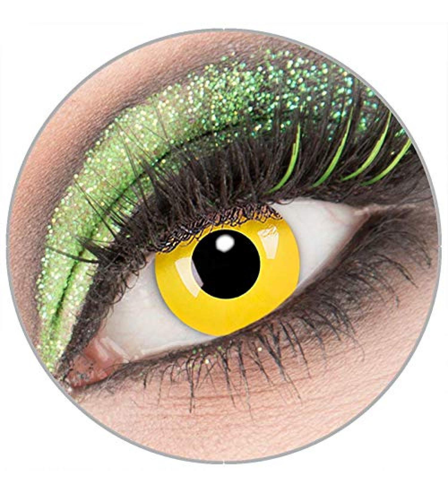 Colored white 'yellow' contact lenses with strength -2.00 1 pair of crazy fun contact lenses with container to Carnival Carnival Halloween - Top quality of 'Giftauge'