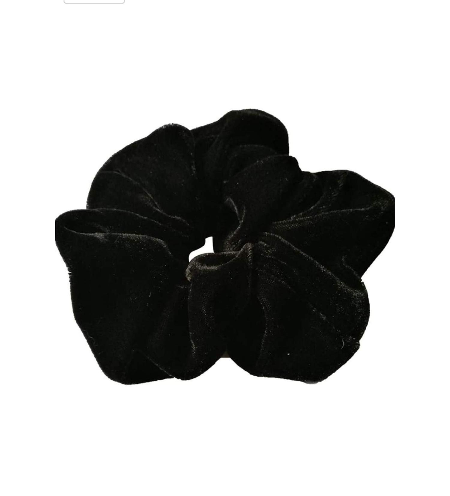 BIg Black soft and Thick velvet hair bobble ponytail holder hair Scruinchy (BLACK)