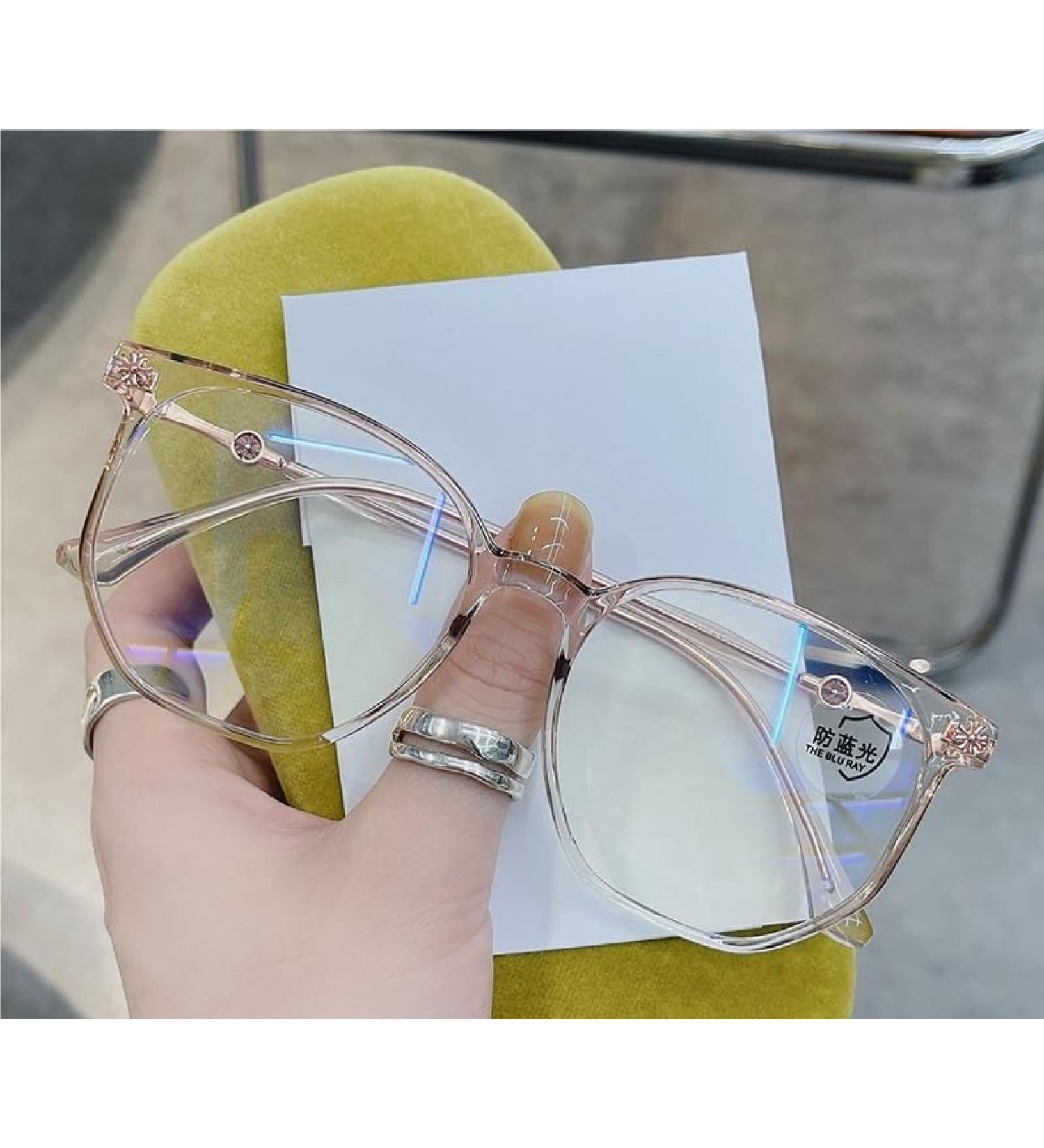 Qinzhenz fashion computer reader anti-UV reading glasses anti-blue light flat lighting mirror presbyopia glasses for women/men (color: C3 size: +350) +350 C3