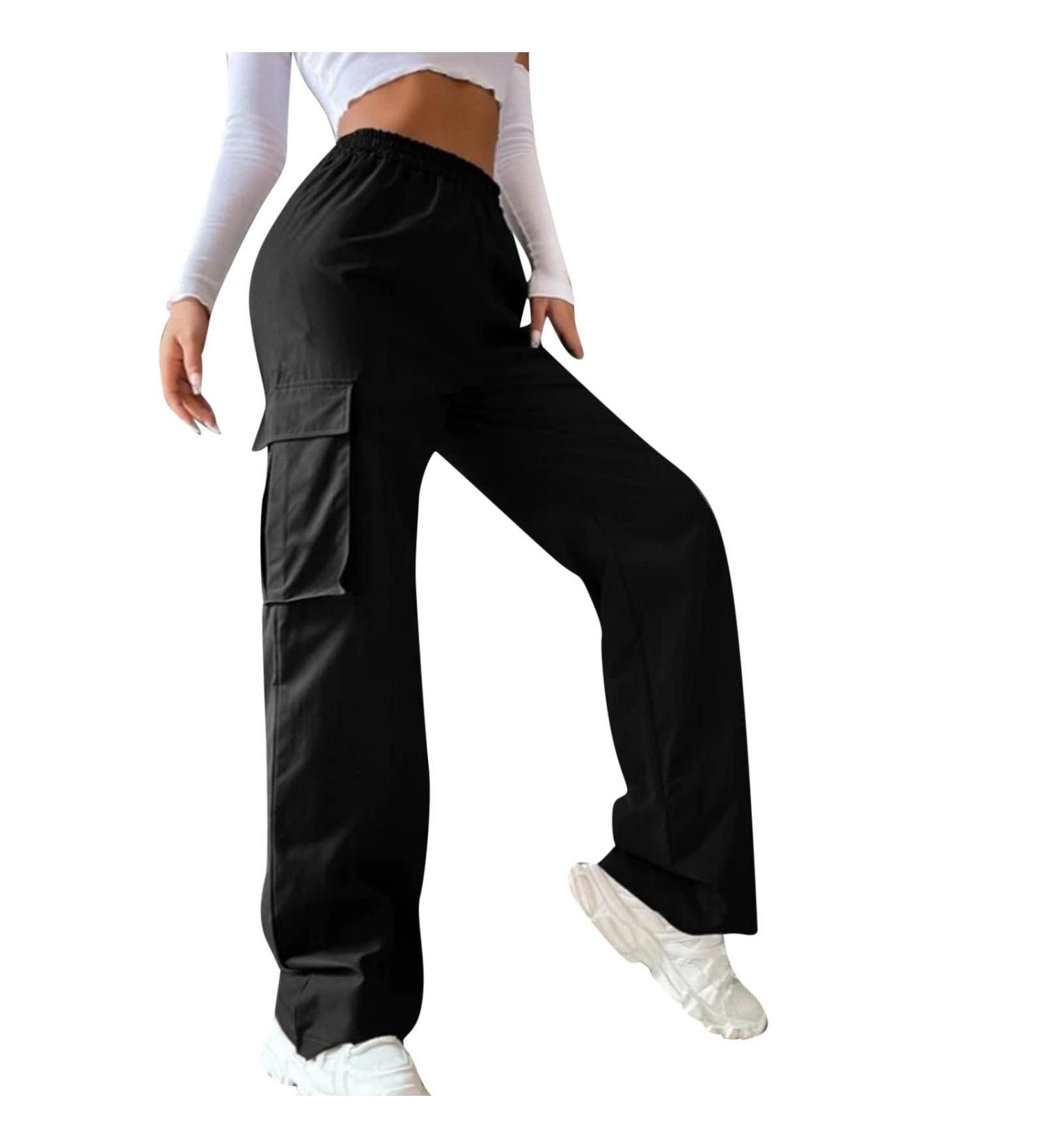 Shop Y2K Women's Parachute Cargo Pants - Vintage 90s Streetwear & Baggy Track Pants in Black | Trendy E-Girl Style - Buy Online on GoSupps.com