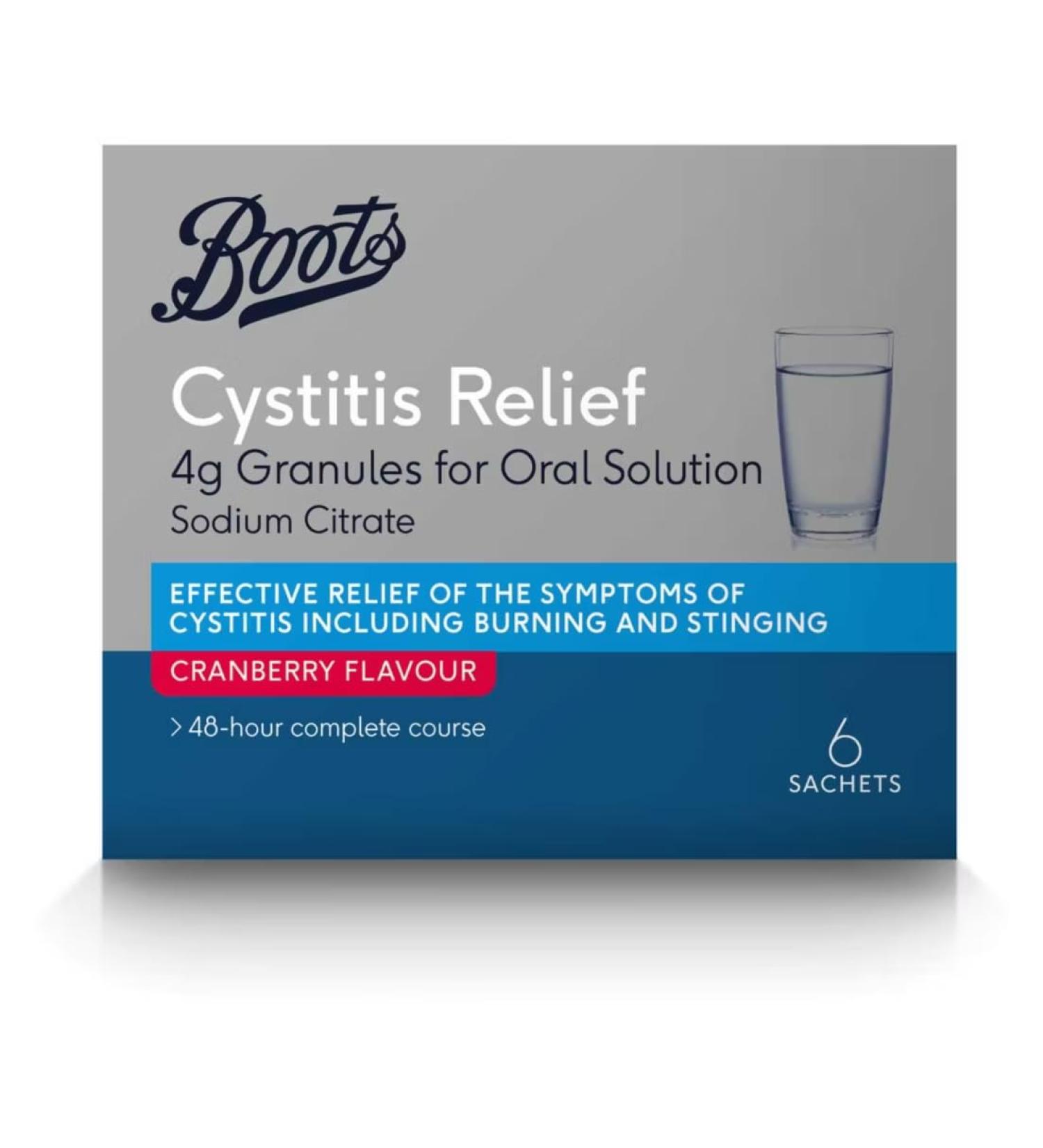 Boots Cystitis Pack of 6 sachets of granules for oral solutions cranberry flavor 4 g - Buy Online on GoSupps.com