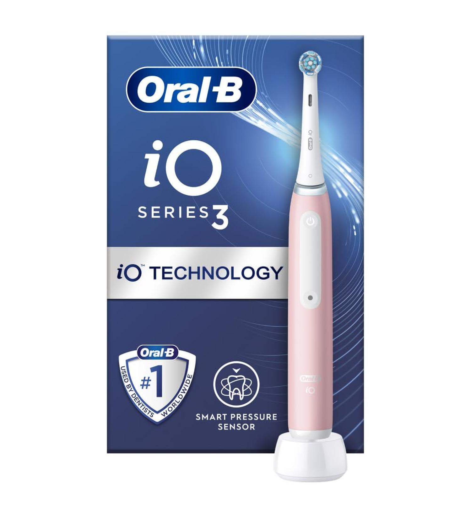 Oral-B iO3 Electric Toothbrush | Christmas Gift for Adults | 3 Modes & Teeth Whitening | 2 Pin UK Plug | Pink - Buy Online on GoSupps.com
