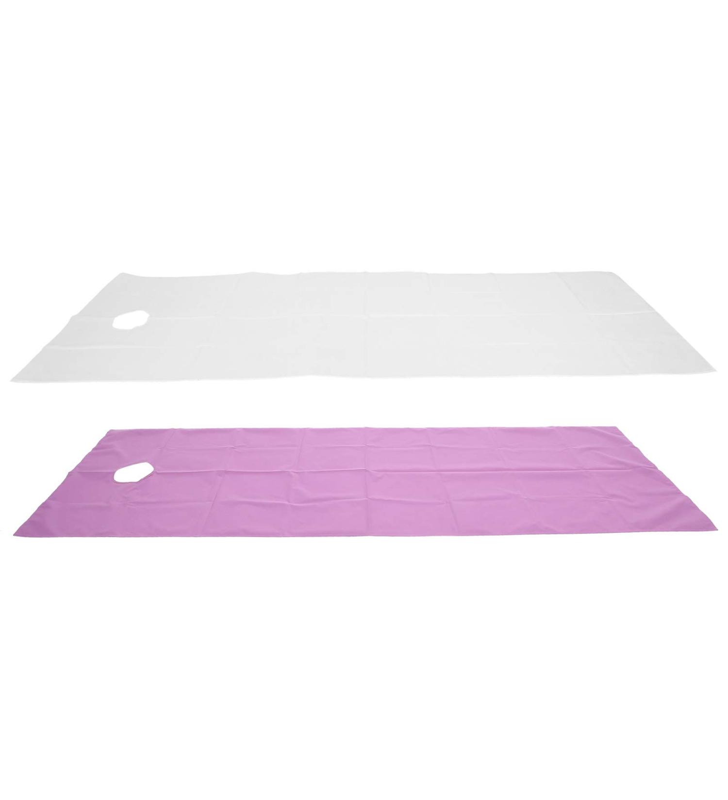 Verdant Touch Disposable Beauty Salon Bed Cover - Waterproof Polyester Massage Bed Sheets (2PCs) | White & Purple Breathable Hotel Bedding Supplies - Buy Online on GoSupps.com