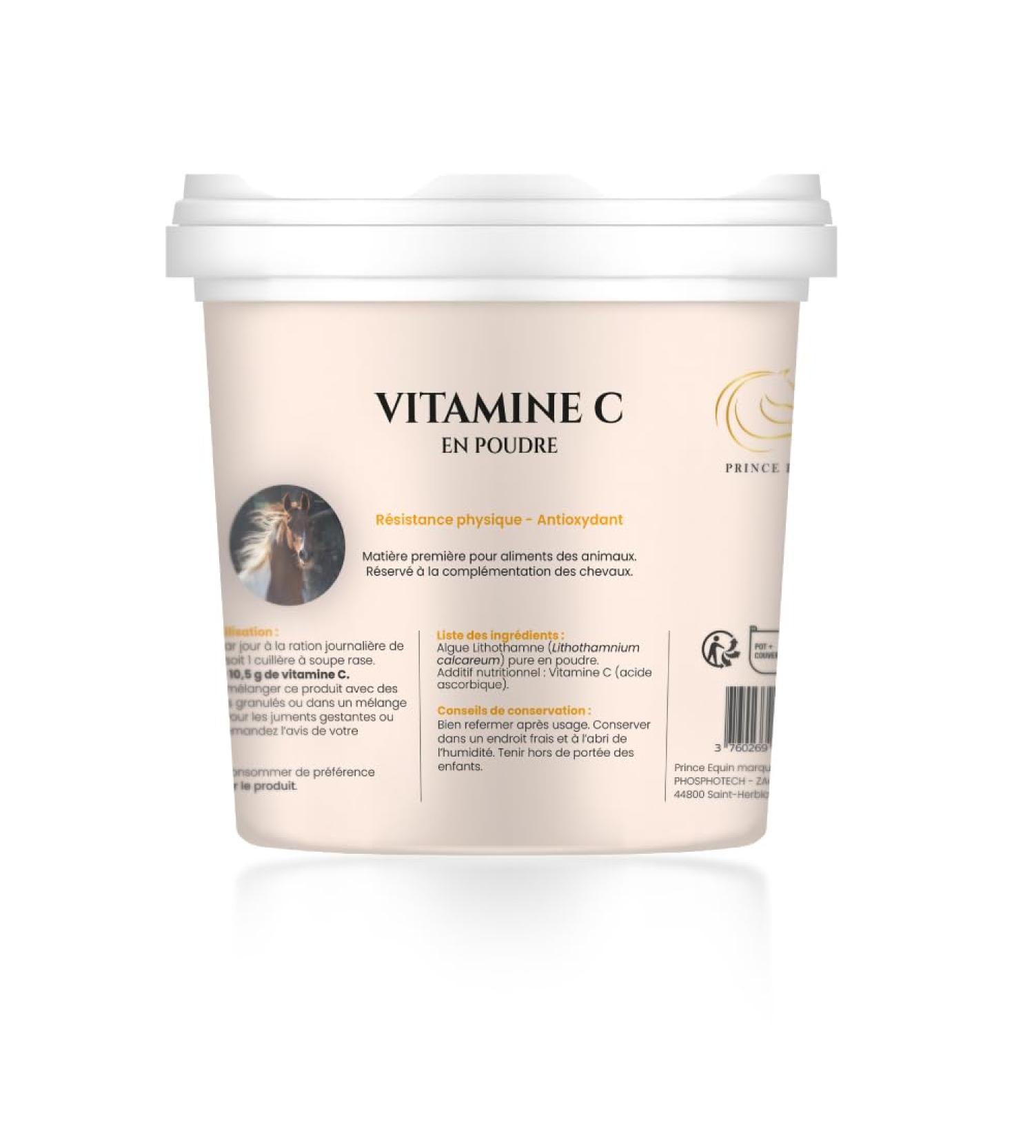 PRINCE EQUIN - Vitamin C - Horse nutritional supplement - Pot 1 kg - Strength Energy Resistance - Antioxidant - French brand - Buy Online on GoSupps.com