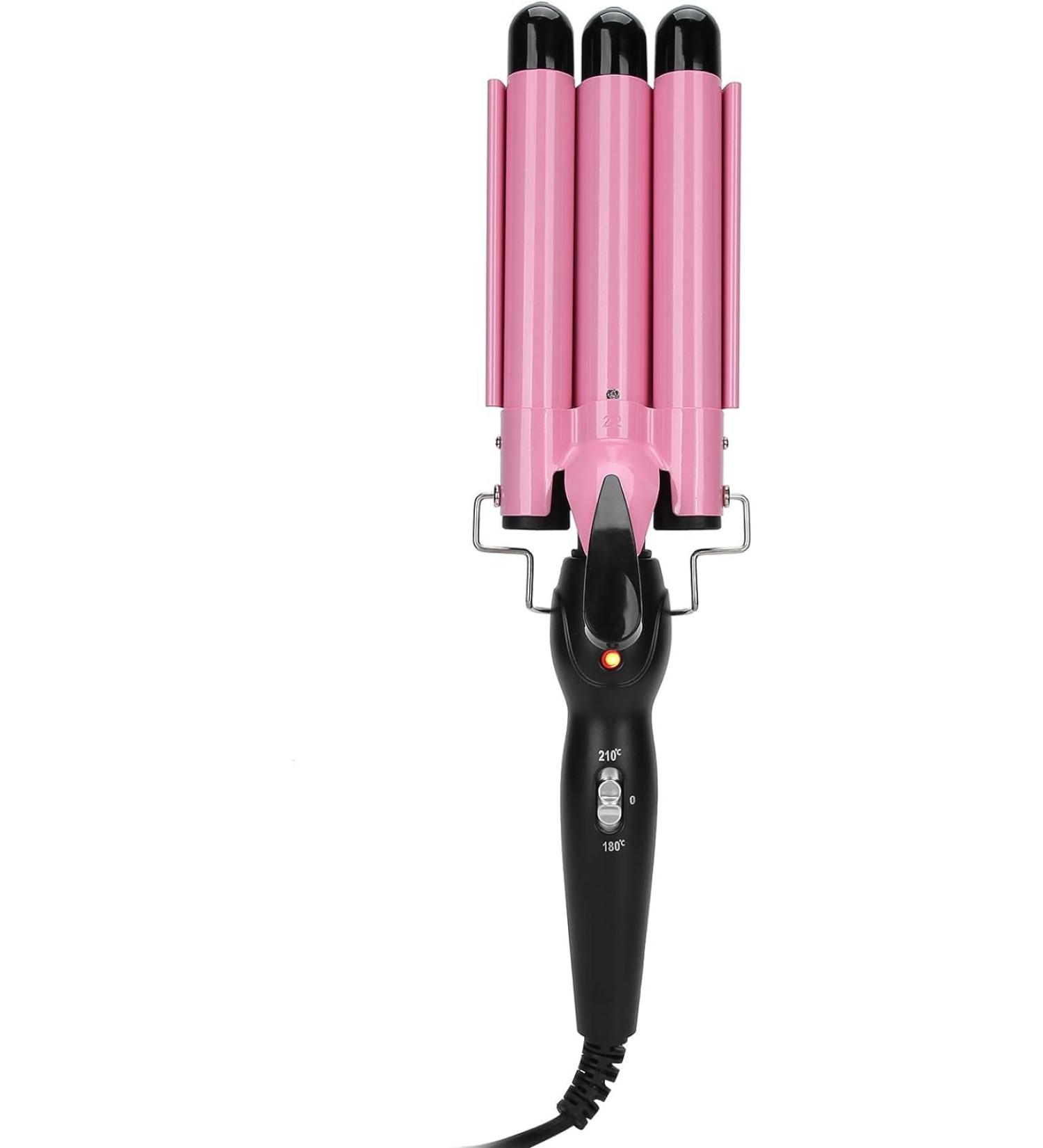 Shop Ceramic Curling Iron Set with 3 Barrels & Temperature Control - Pink | International Shipping Available - Buy Online on GoSupps.com