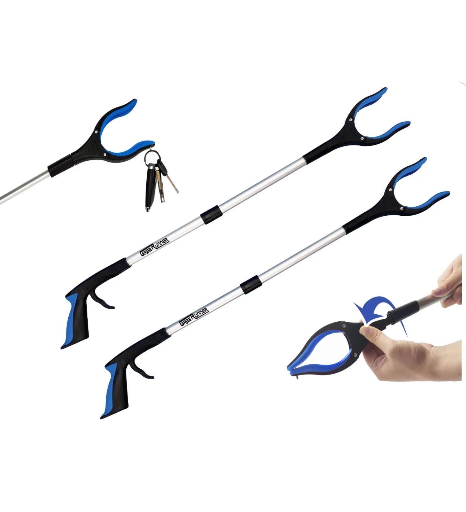 2-Pack 32 Inch GrabRunner Folding Reacher Grabber Tool with Magnetic - Blue/Blue - Buy Online on GoSupps.com