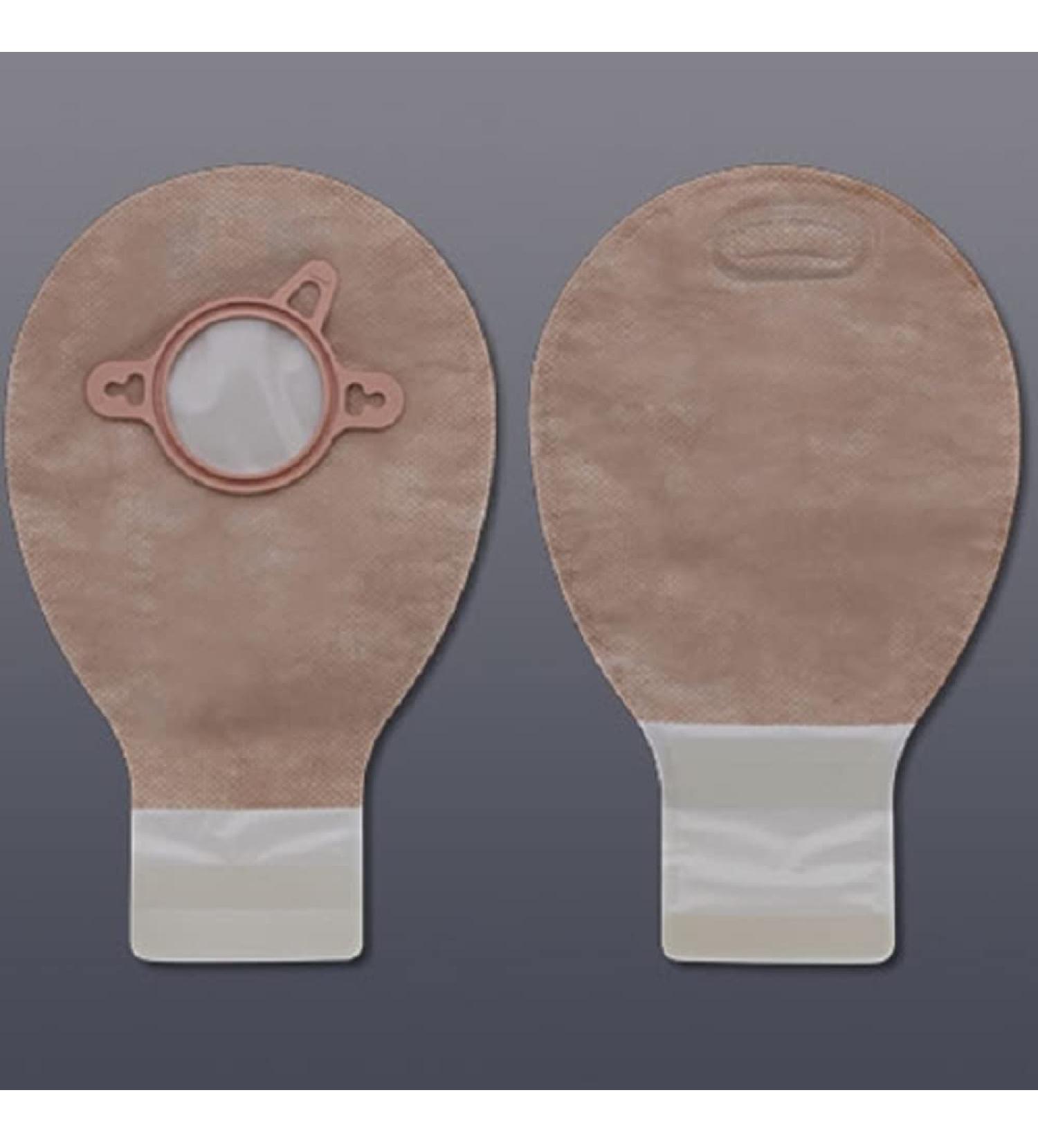 New Image 7" Drainable Mini Pouch with Lock 'n Roll - Beige - Flange Size: 2-3/4" - Color Match Blue - Box of 20
