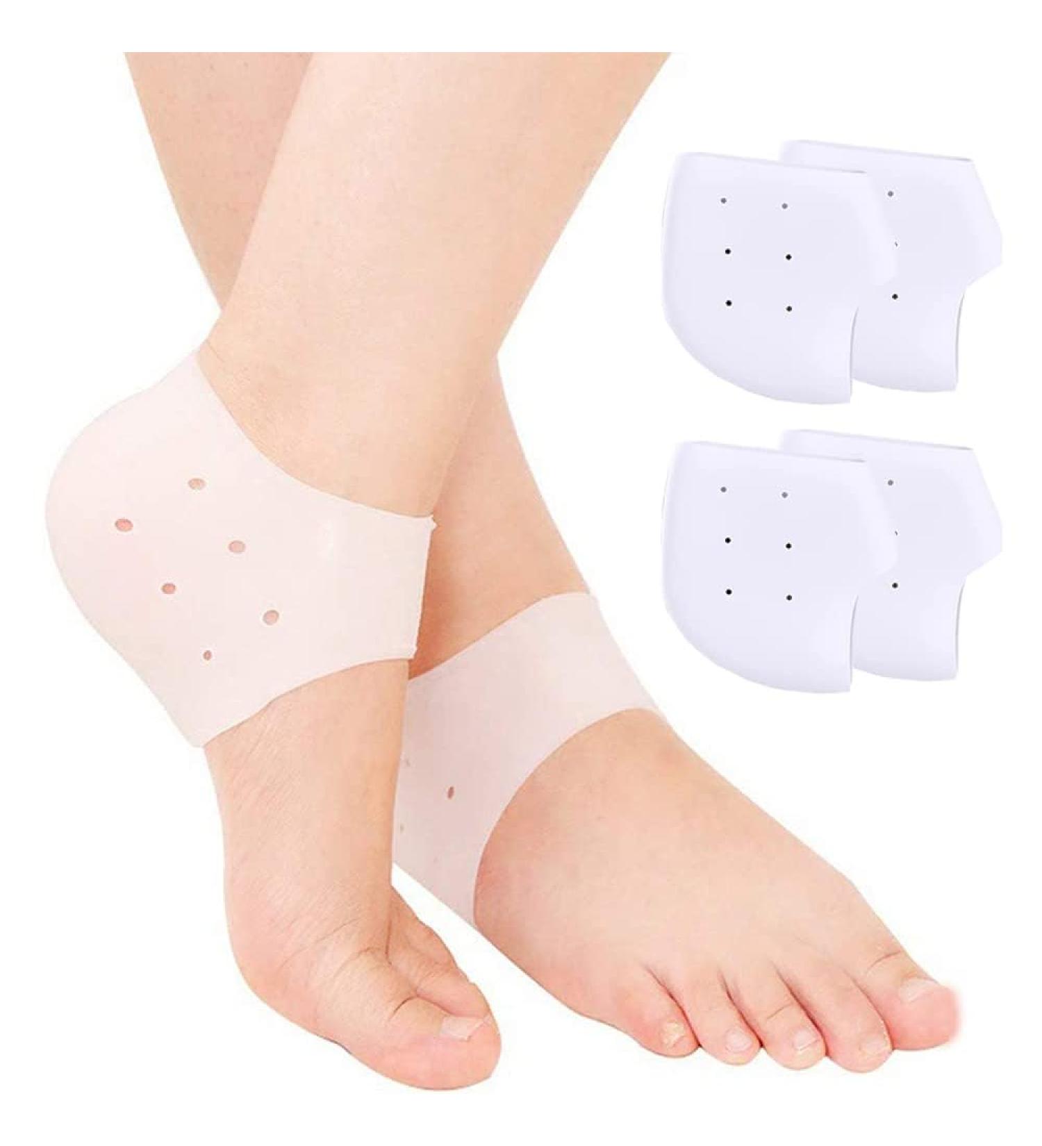 Gel Heel Protectors 2 Pairs Silicone Heel Sleeves - Great for Heel Pain Dry Cracked Heels Achilles Tendinitis for Men & Women - Buy Online on GoSupps.com