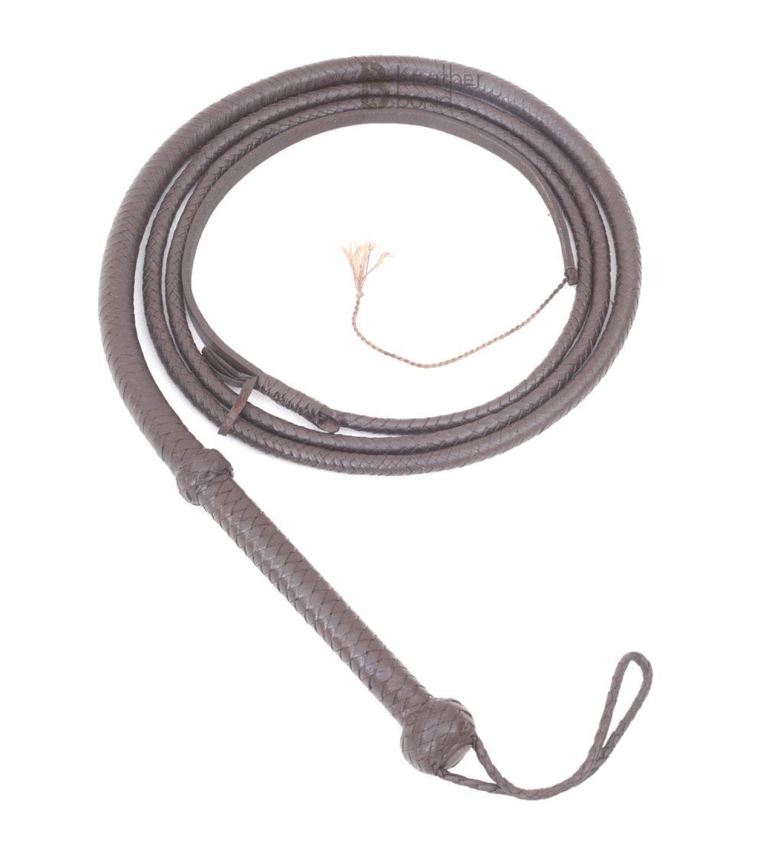 Authentic Indiana Jones Style 10.0 Feet Dark Brown Leather Bullwhip | Genuine 8 Plait Cowhide Whip - Buy Online on GoSupps.com