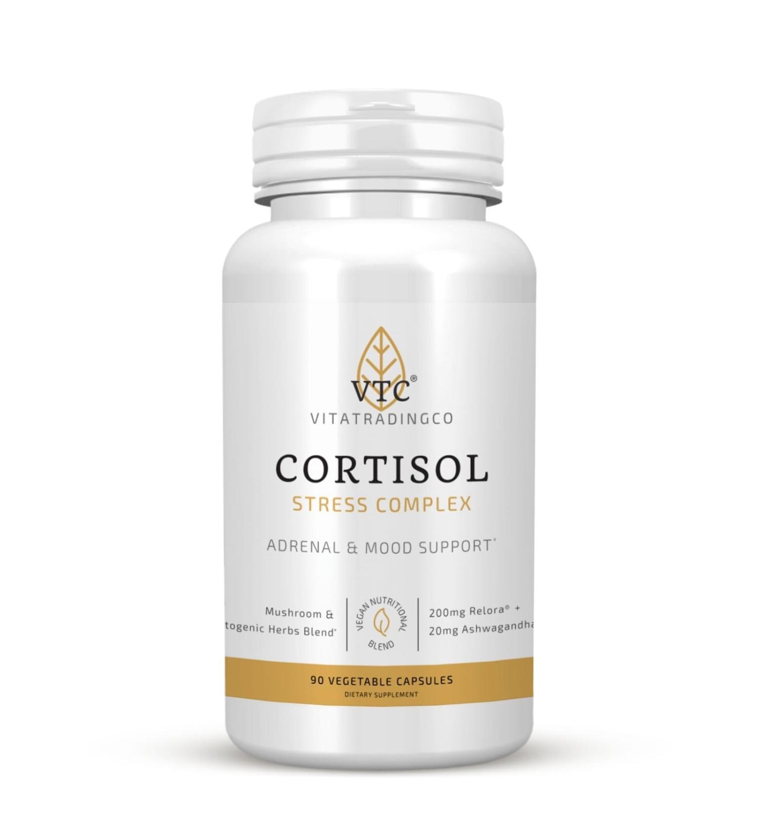 VTC VitaTradingCo. Cortisol Stress Complex | Mushroom & Adaptogenic Herbs Blend | with Clinically Studied Relora & Ashwagandha | Adrenal & Mood Support | 90 Veggie Capsules - Buy Online on GoSupps.com