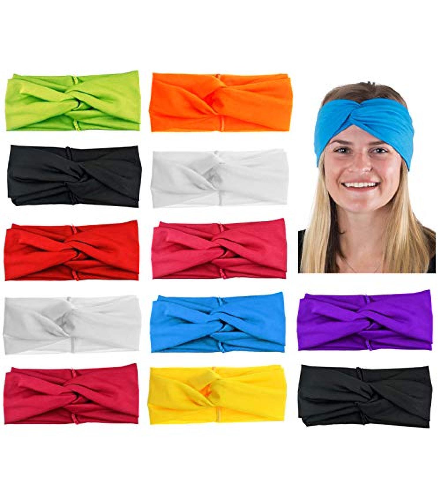 CoverYourHair Women's Headbands - 12 Pack Turban Headwraps, Hair Bands for Girls | Hair Accessories - Buy Online on GoSupps.com