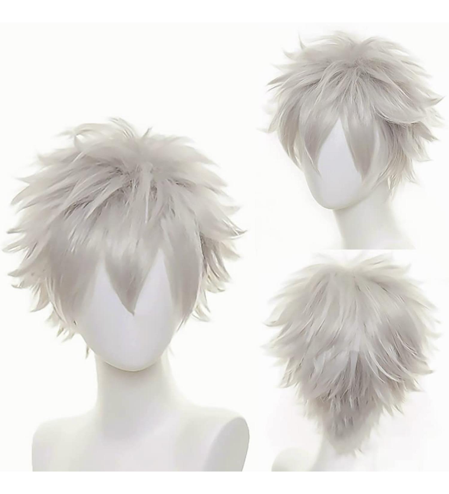 YEESHEDO Unisex Short Bob Anime Cosplay Wigs Full Natural Layer Straight Fluffy Hair Costume Party Fancy Dress Wig for Women Men Boy Girls (Silver Gray) - Buy Online on GoSupps.com
