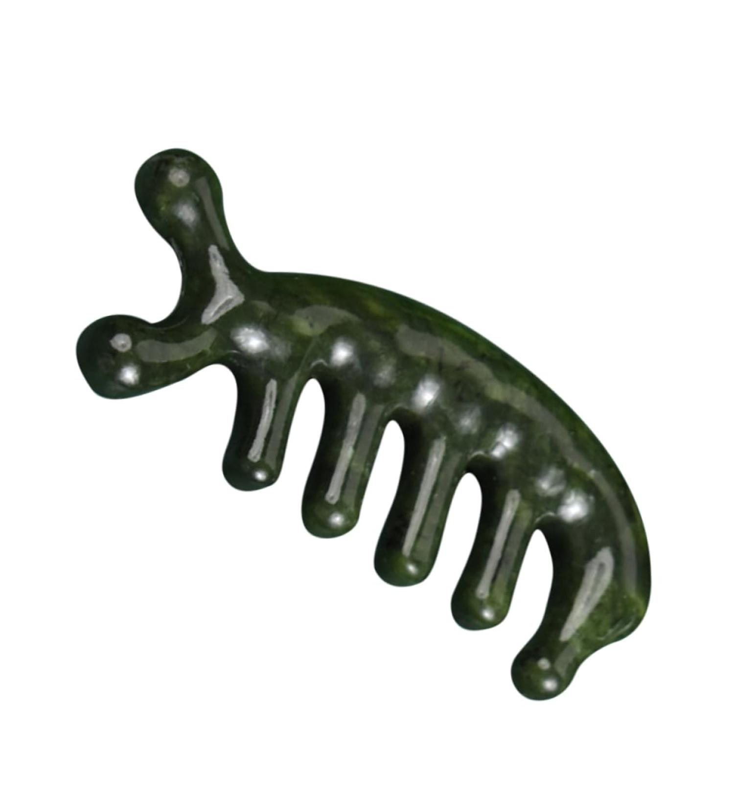 Moluckfu Jade Massage Comb - Premium Handcrafted Jade Body Tool for Scalp & Relaxation | 11.50x1.50cm Green - Buy Online on GoSupps.com
