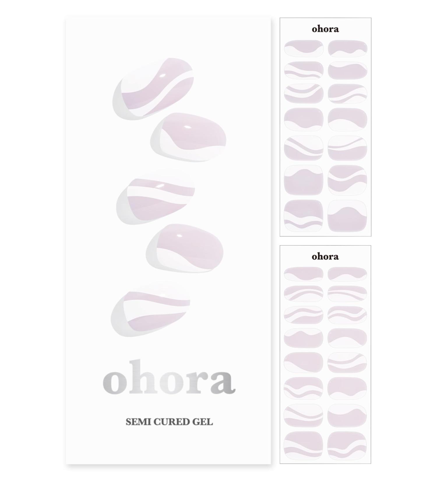 ohora Semi Cured Gel Nail Strips (N White Swirl) - Salon-Quality, Long Lasting, & Easy to Apply - Includes Prep Pads, Nail File, & Wooden Stick - Buy Online on GoSupps.com