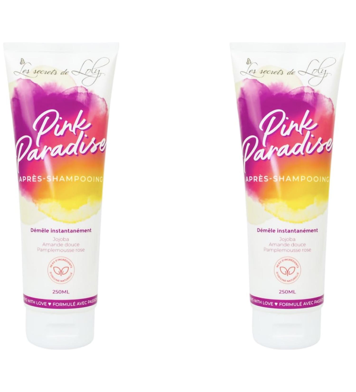 Les Secrets de Loly Pink Paradise x2 Apr s-Shampooing D m lant Naturel Cheveux Boucl s Fris s & Cr pus Sans Sulfates Soin Hydratant Vegan