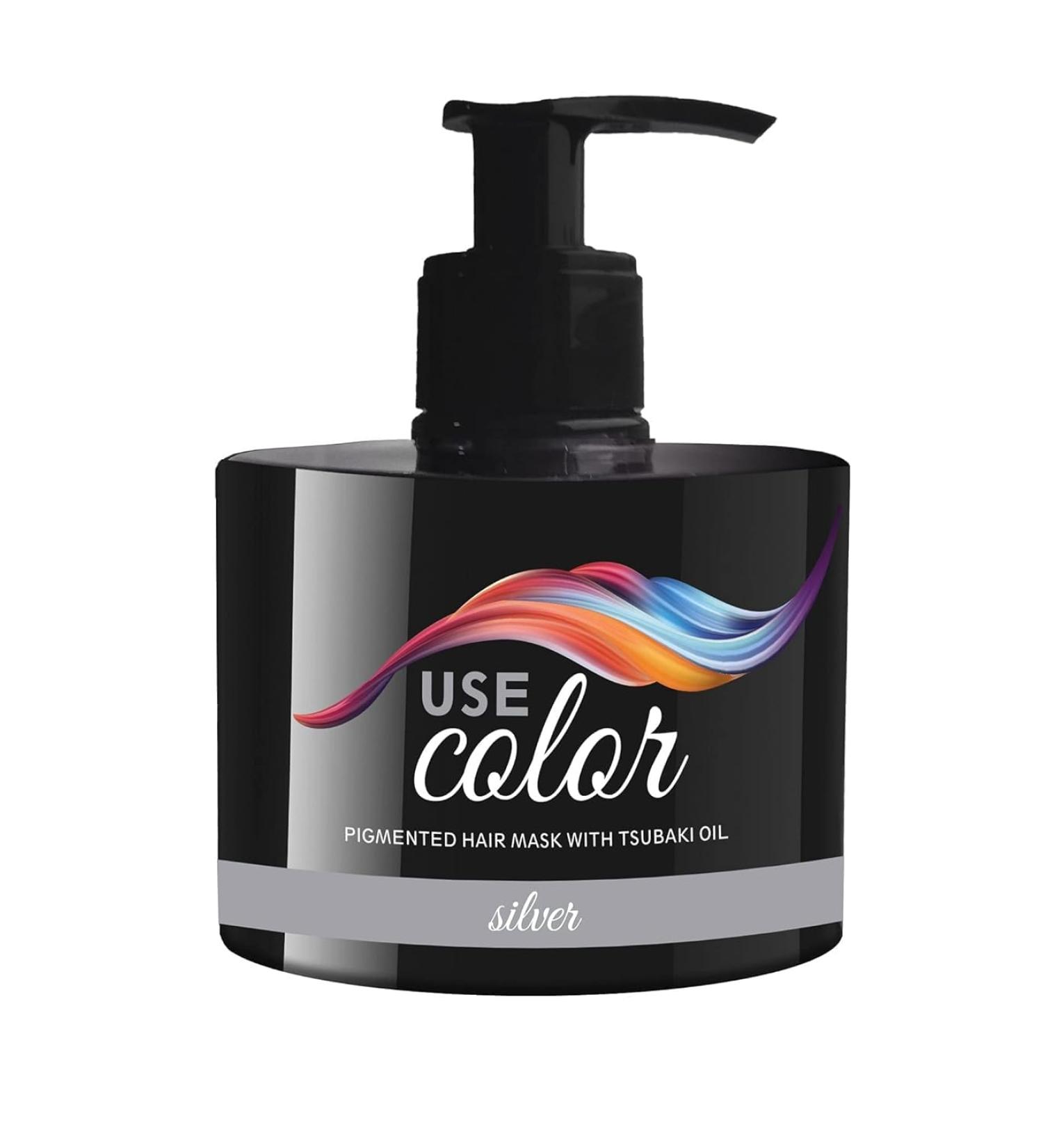 USE COLOR color refreshing hair mask with Tsubaki oil - 300 ml with pump (silver)