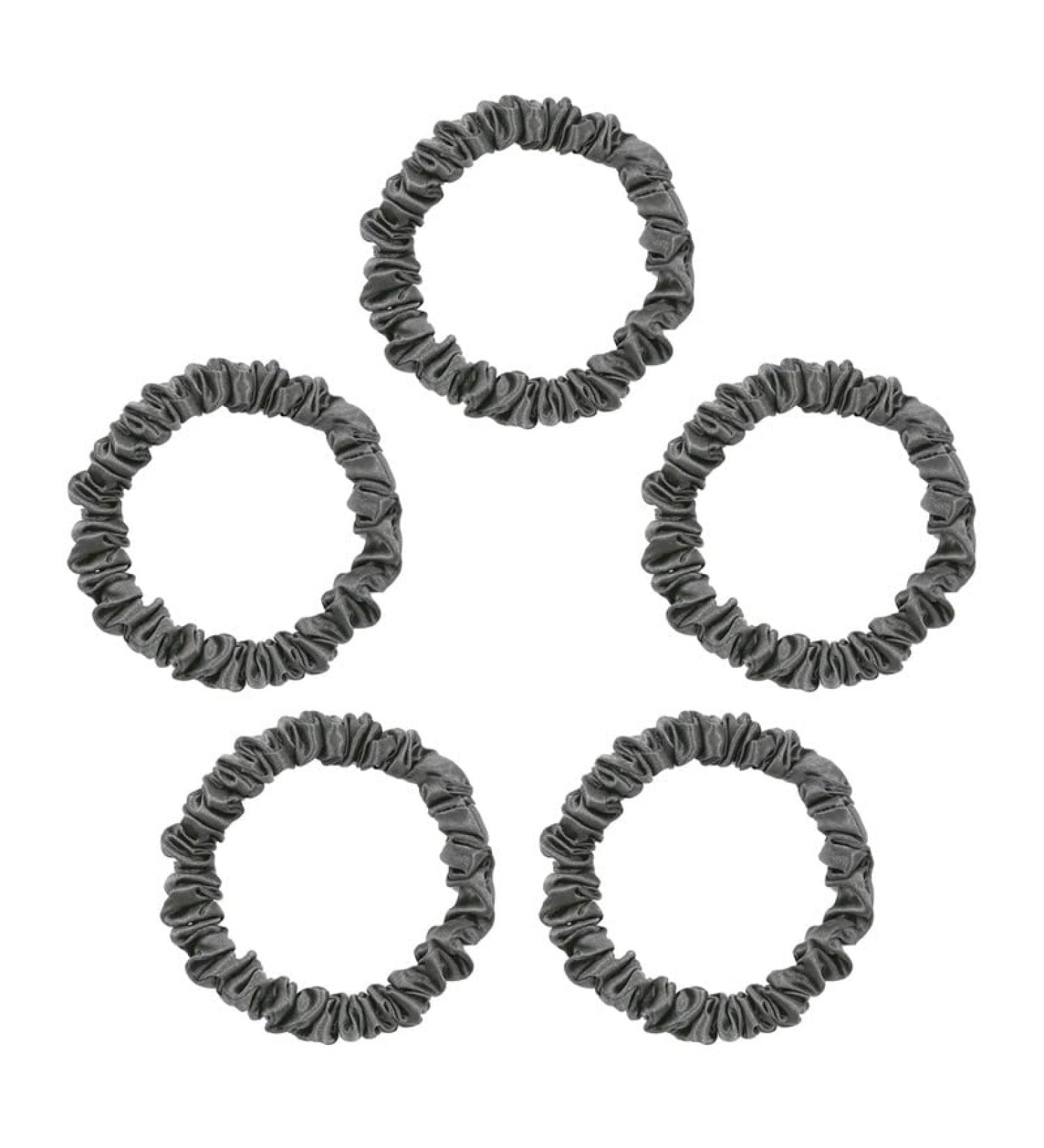 Townssilk 100% Pure Mulberry Silk Skinnie Scrunchies Set - 5 IronGrey Hair Ties for Women - Buy Online on GoSupps.com