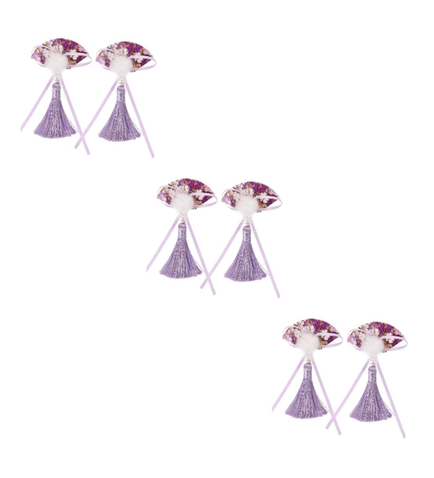 Beavorty Japanese Hair Clip 3 Pairs Scalloped Tassel Hair Clip retro decor headbands for hair clips for plush ball hair clip New Year Headdress New Year Hair Pin blush - Buy Online on GoSupps.com
