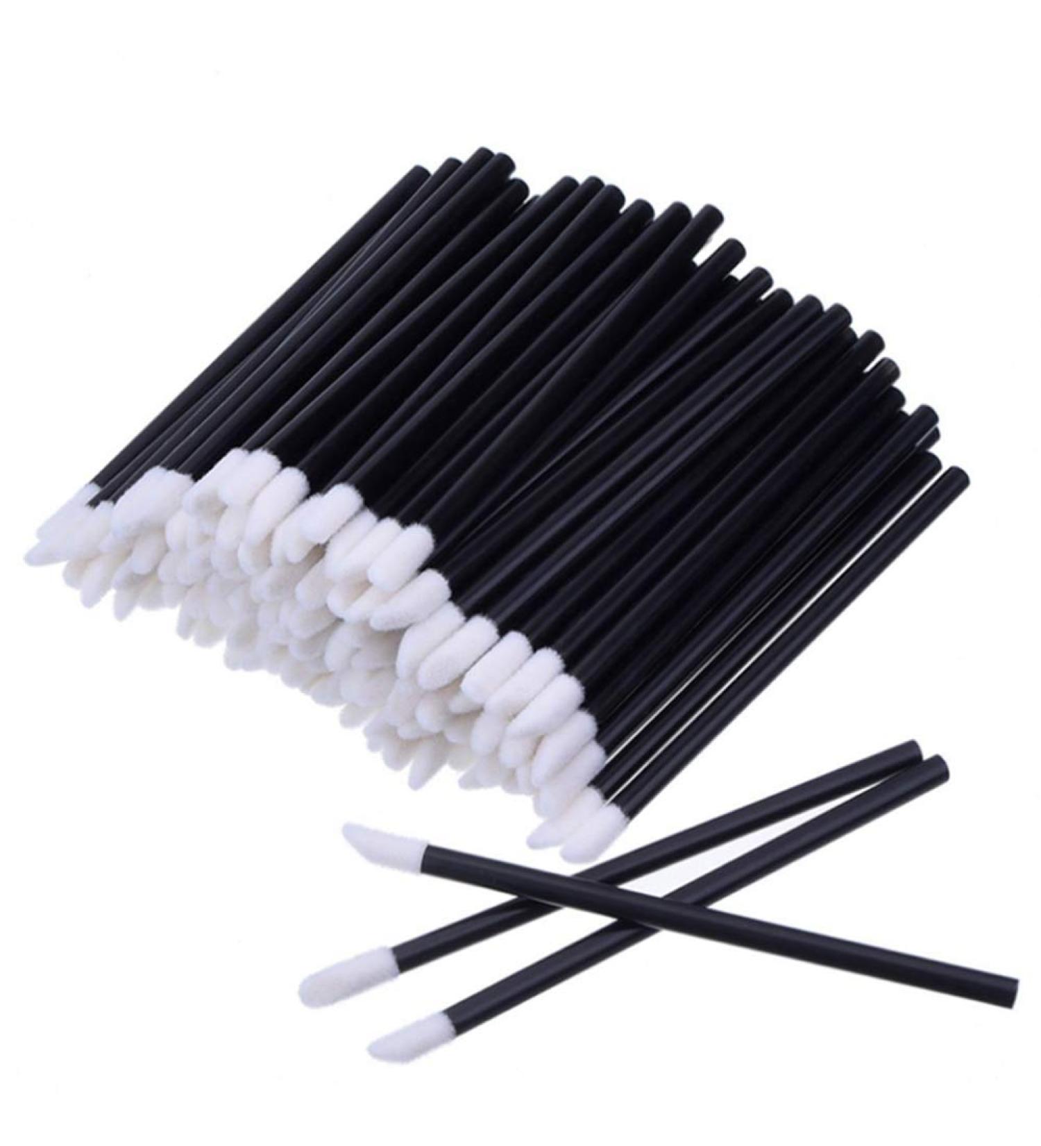100Pcs Disposable Lip Brushes & Applicators - Lipstick Gloss Wands for Makeup & Testing - Black - Buy Online on GoSupps.com