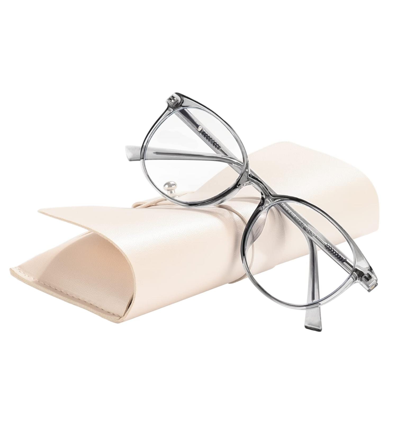 FONHCOO Women's Blue Light Filter Glasses - TR90 Anti-Fatigue Computer & Gaming Goggles (Transparent Gray) - Buy Online on GoSupps.com