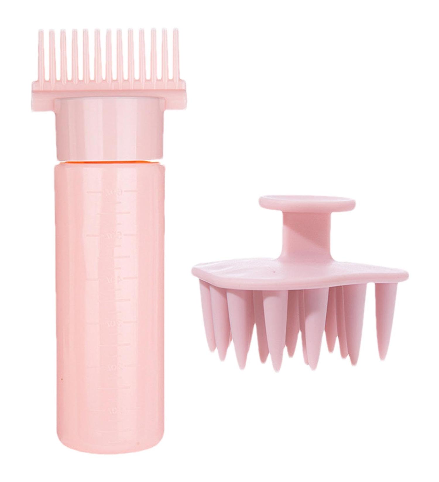 Comb Applicator Bottle for Hair 180ml Comb Applicator Bottle for Oiling Scalp Bottle Applicator Hair Oil Dispenser Bottle Comb for Hair Dye Shampoos Hair Salons Pink Third Generation - Buy Online on GoSupps.com