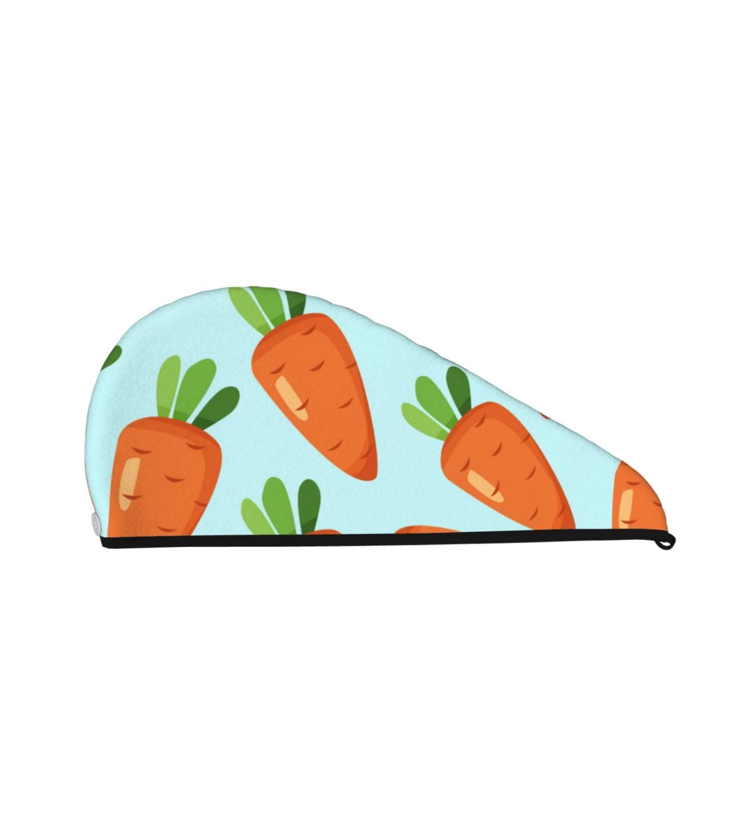 Cartoon Carrot Microfiber Hair Towel - Soft Super Absorbent Hair Wrap for Women | Quick Dry Coral Velvet for Long Curly & Thick Hair - Buy Online on GoSupps.com