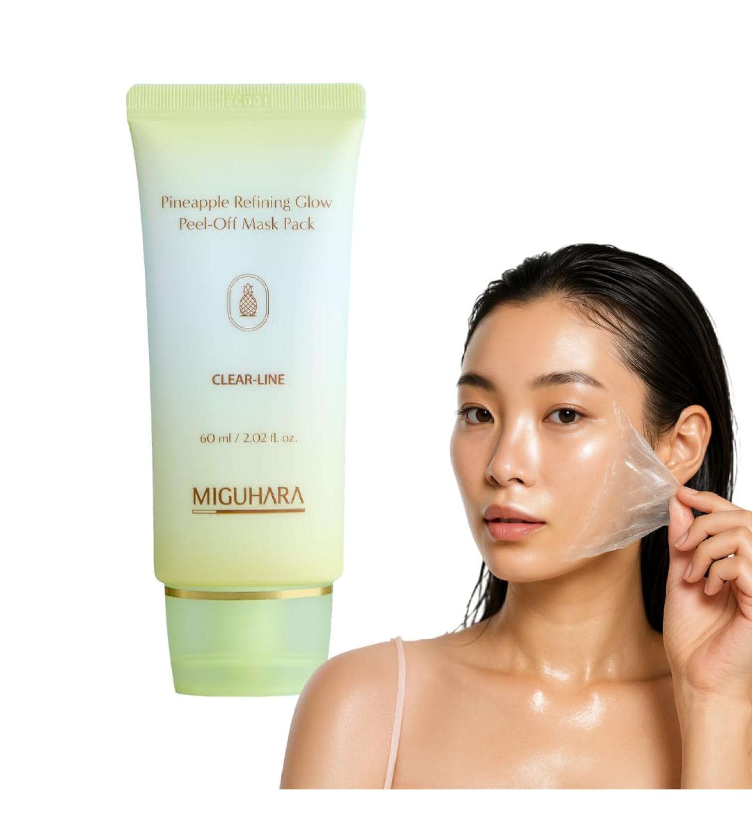 MIGUHARA Pineapple Refining Glow Peel-Off Mask Pack Facial Mask with Pineapple Extract & Jojoba Seed Oil for Hydrated Glowing Look and Korean Glass Skin Smooth Radiant Skin (60ml/2.02 fl.oz.) - Buy Online on GoSupps.com
