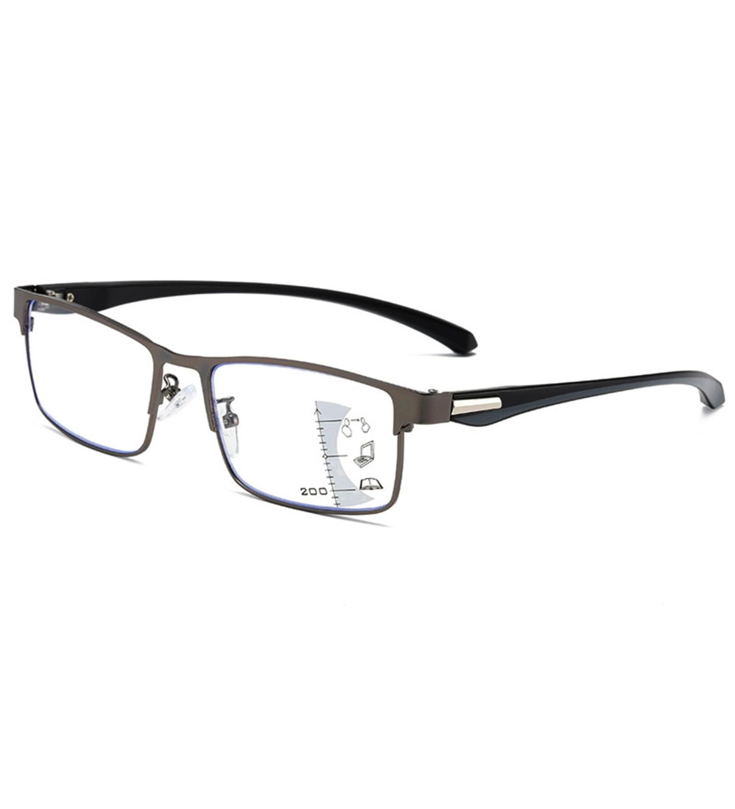 Progressive Multifocus Reading Glasses for Men Blue Light Blocking Computer Readers Anti Eyestrain Glasses(Couleur:Gray Grandeur:1.0x) - Buy Online on GoSupps.com
