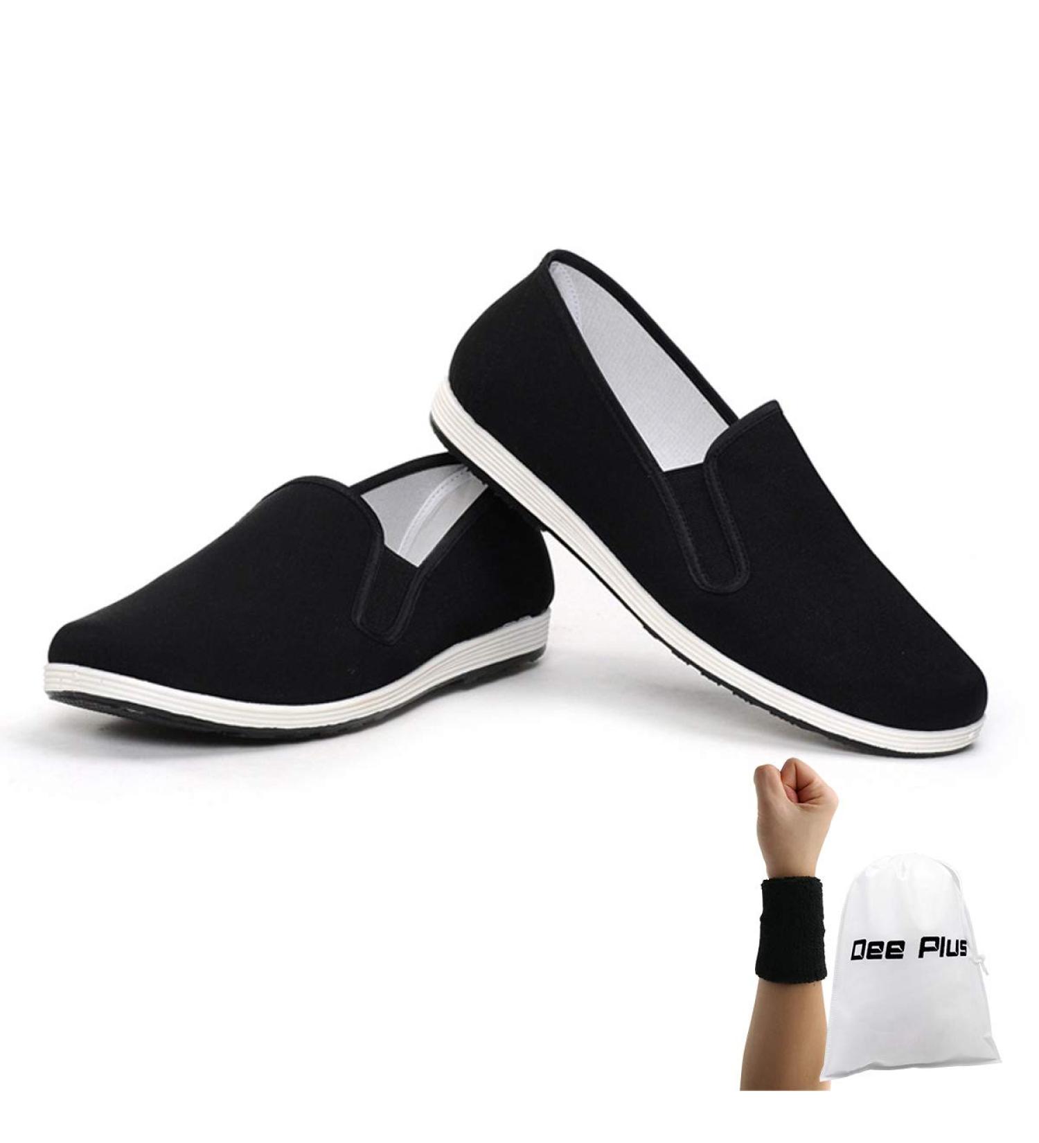 Dee Plus Tai Chi Kung Fu Shoes | Men's & Women's Martial Arts Slippers | Unisex Black Beijing Style with Rubber Sole & Wrist Support - 45 EU - Buy Online on GoSupps.com