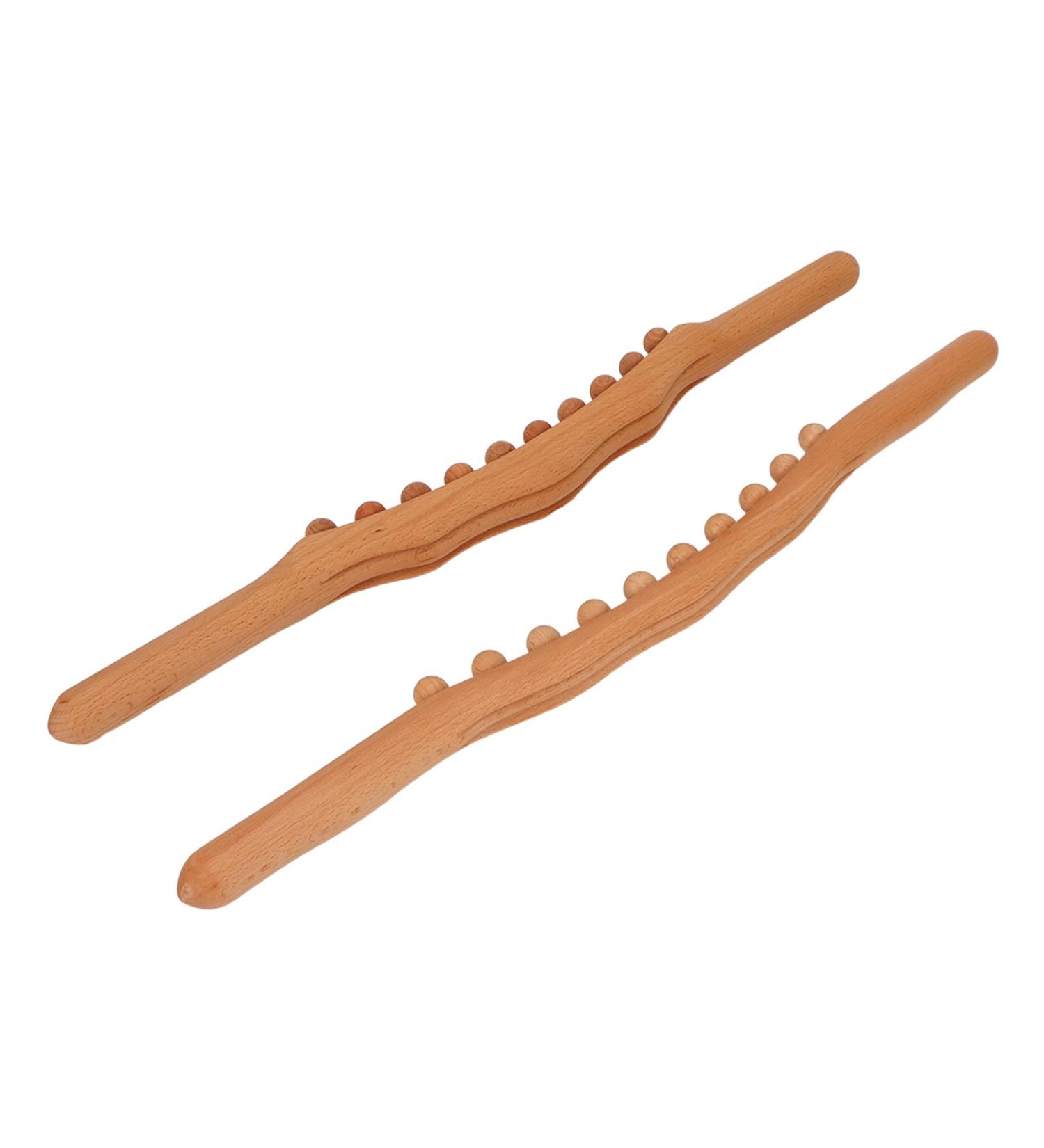 2-Piece Wooden Professional Massage Tool Set - Anti-Cellulite Device for Neck & Shoulder - 59 cm Muscle Massager - Buy Online on GoSupps.com