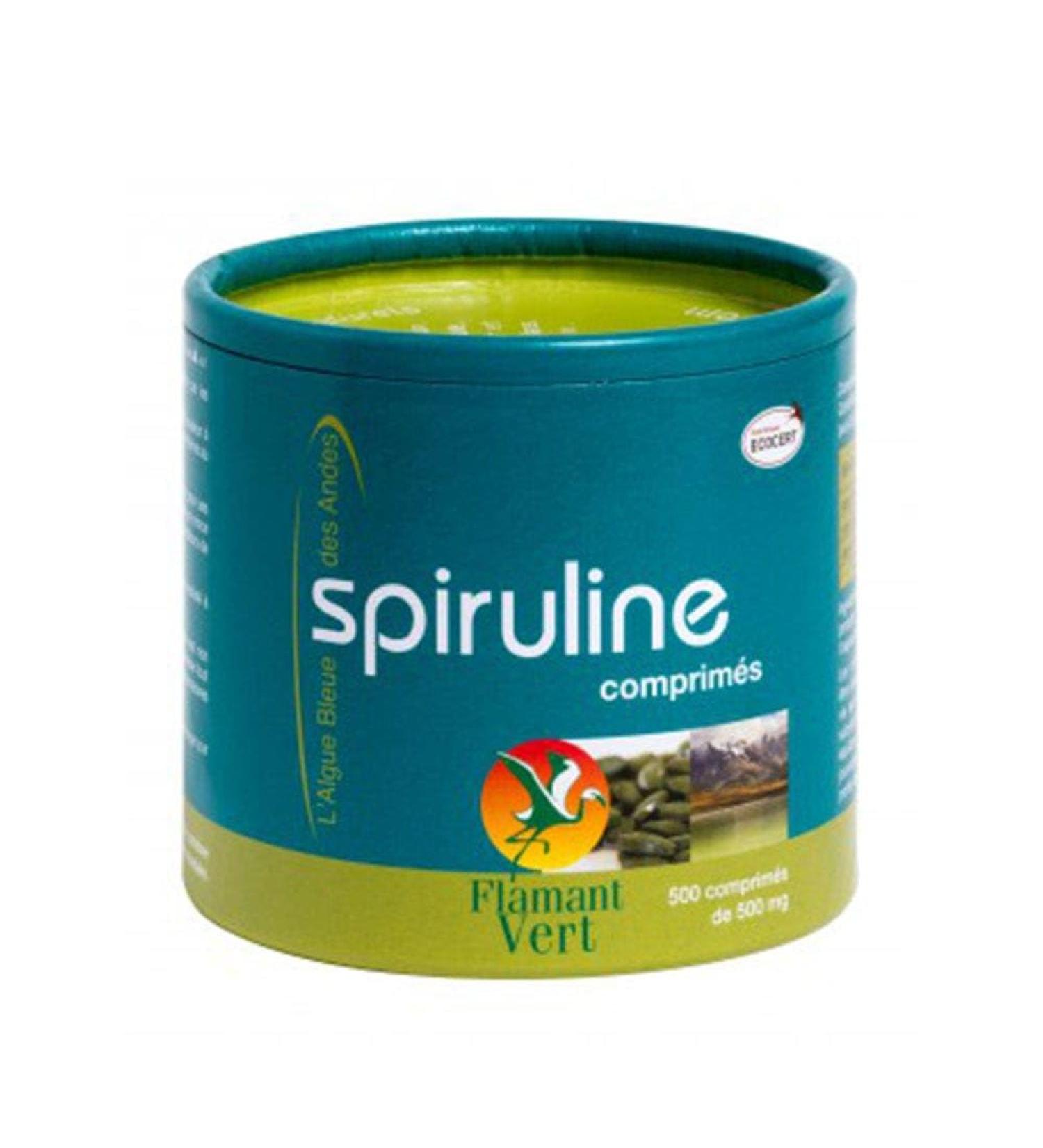 Flamant Vert Spiruline Algue Bleue des Andes 500 Comprim s de 500 mg