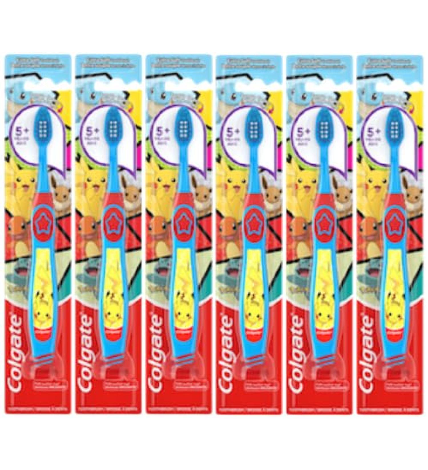 Colgate Pok mon Toothbrush Set for Kids 5+ | Extra Soft with Suction Cup | Pack of 6 Fun Colors & Characters - Buy Online on GoSupps.com