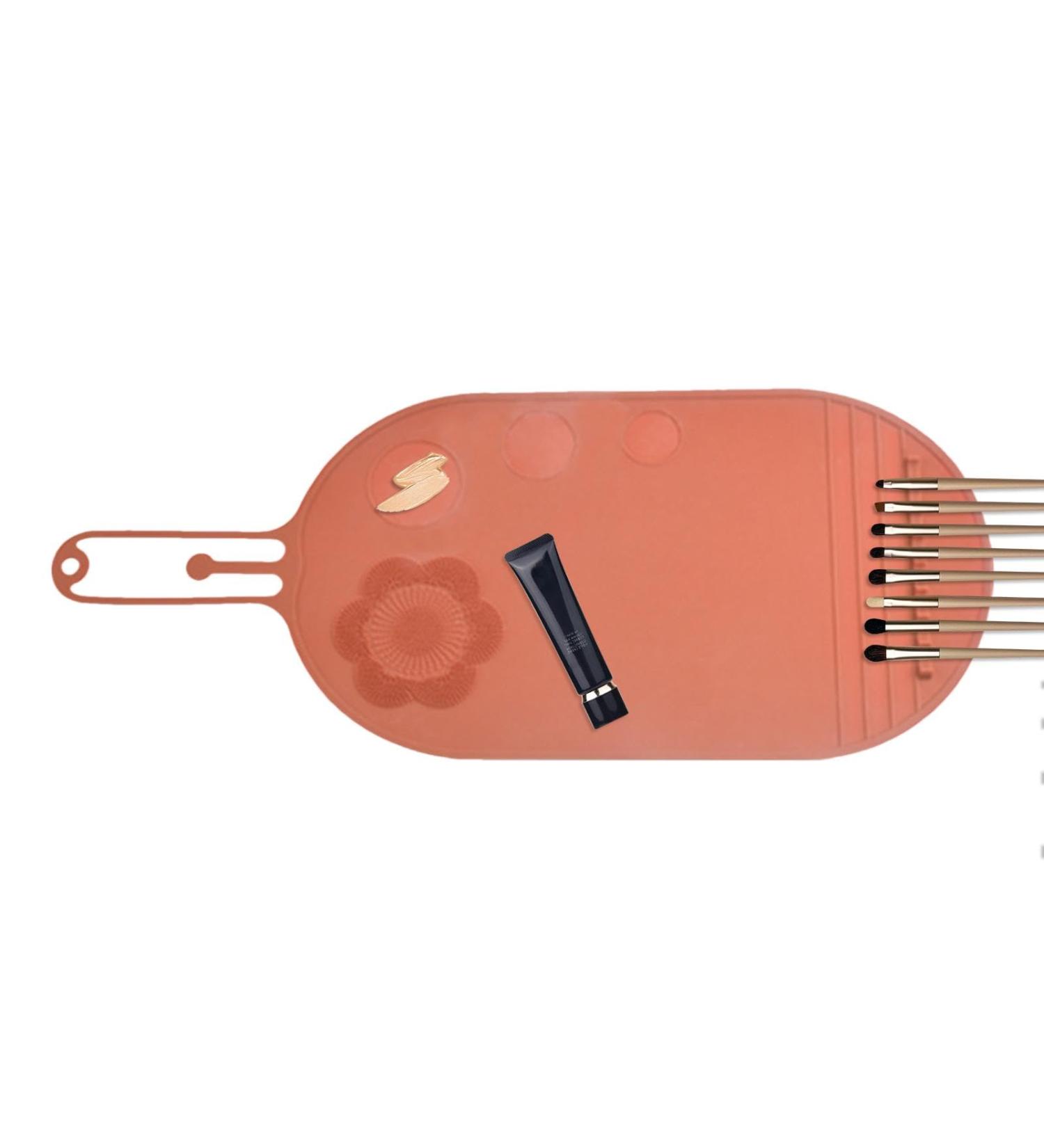 Brush Cleaning Mat - Silicone Brush Cleaning Tool Multifunctional Cosmetic Brush Scrubber Mat Pad Effective Cosmetic Cleaning Pads brown - Buy Online on GoSupps.com