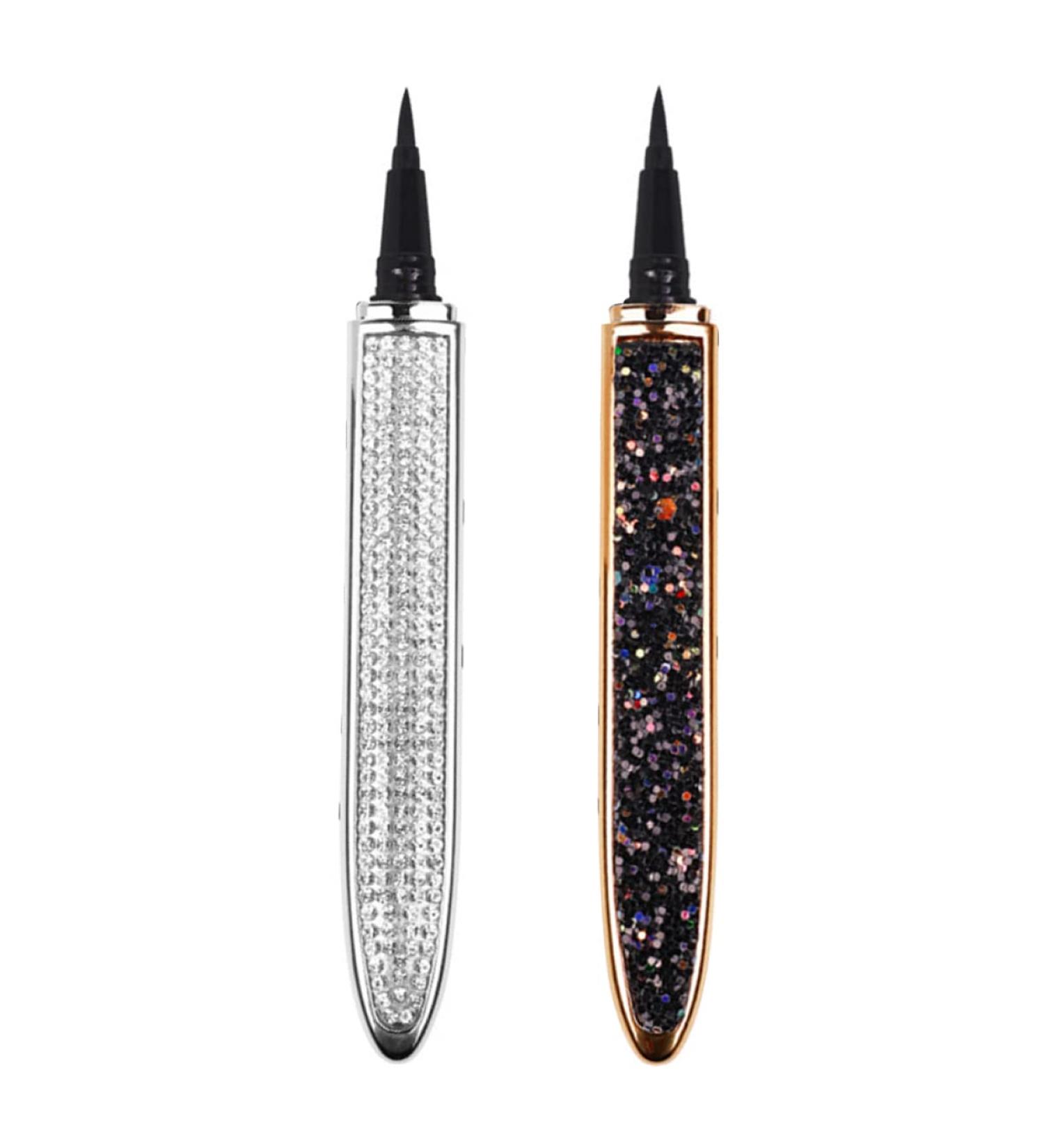 Healeved 2pcs Diamond Eyeliner Liquid Liner Pen Self- Adhesive Eyeliners Green Tint Conditioner Silver Black - Buy Online on GoSupps.com