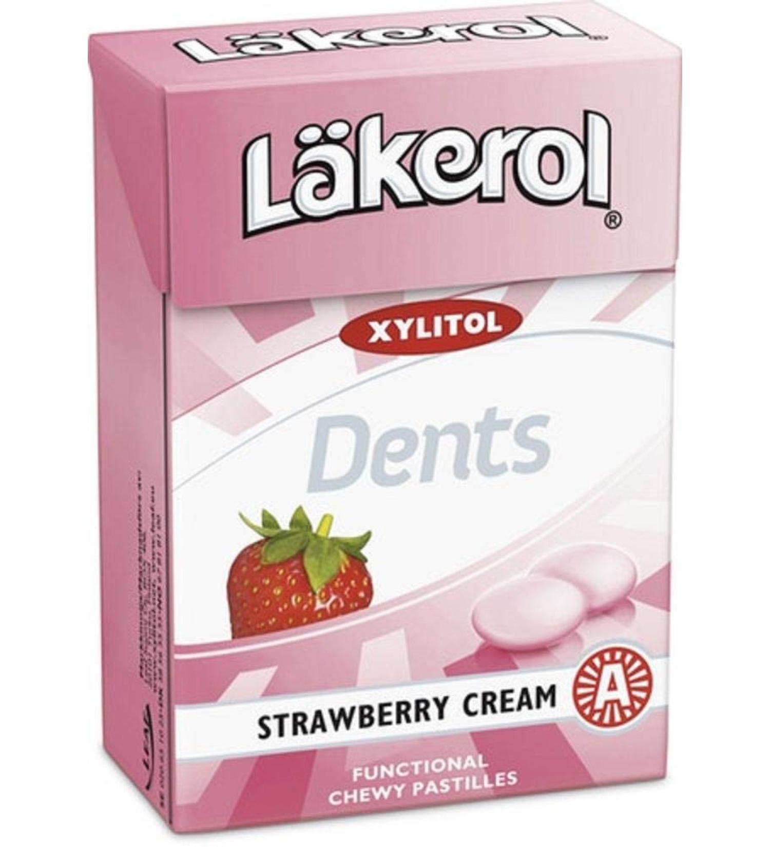 Läkerol 12 x 85g boxes of strawberry cream - original Swedish - sugar free - Xylitol - lozenges - pastilles - dragees - drops - sweets