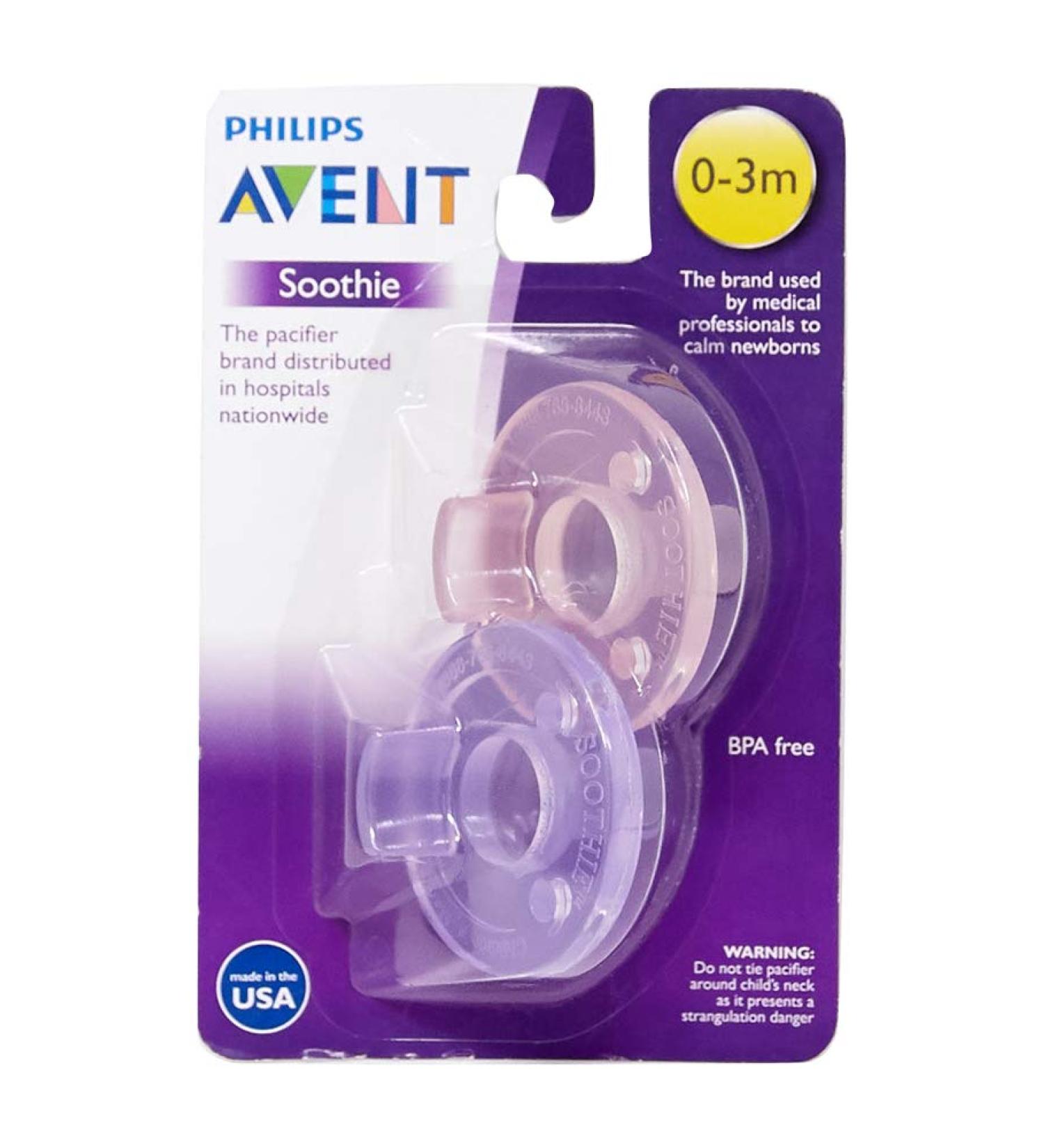 Avent Soothie Baby Pacifiers 0-3 Months - 2 Pack Pink/Purple | Fast International Shipping from the USA - Buy Online on GoSupps.com