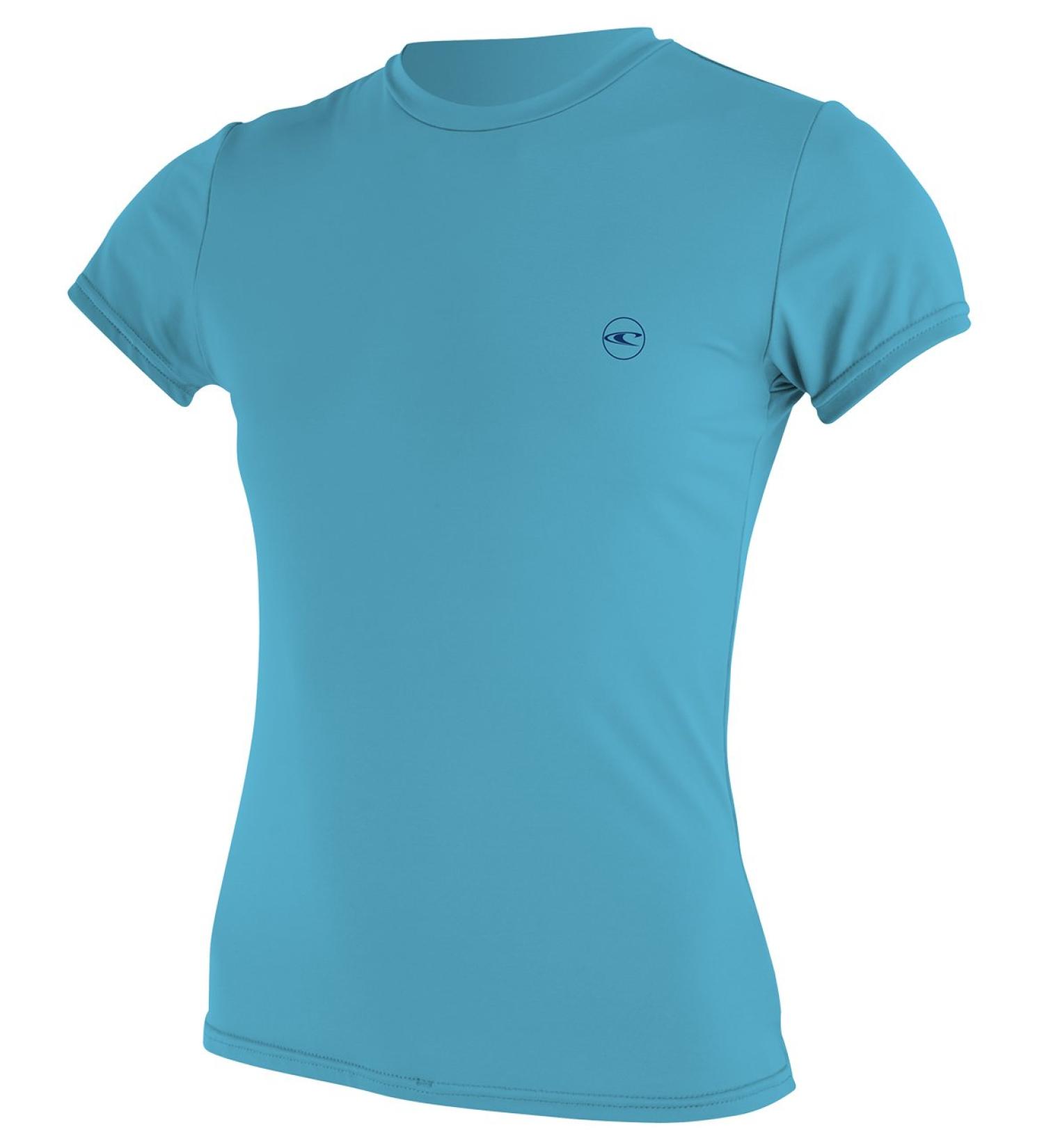 O'Neill Women's Basic Skins Upf 30+ Short Sleeve Sun Shirt XL - Turquoise - Buy Online on GoSupps.com