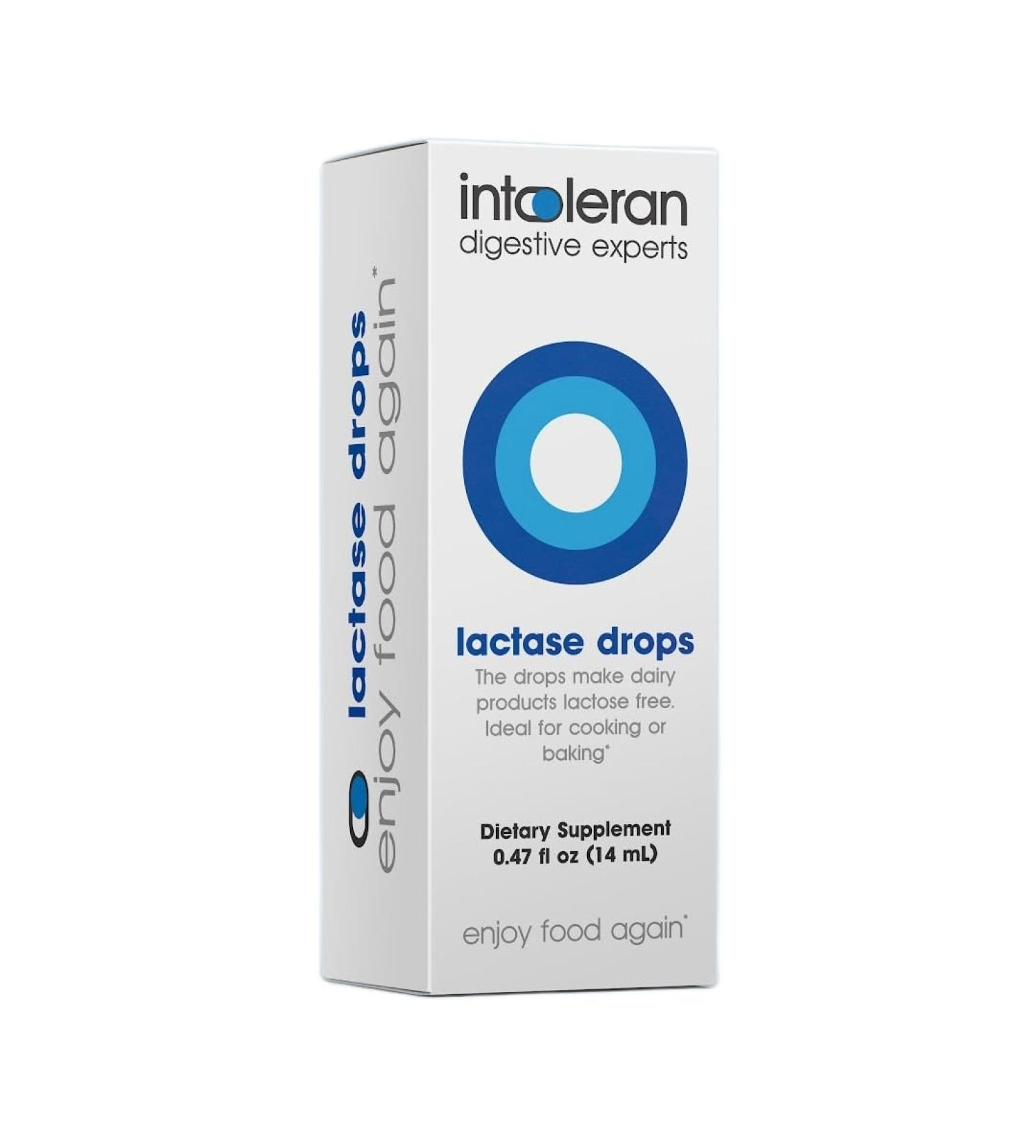 Intoleran Lactase Digestive Enzyme Drops - 0.47 FL Oz (14ml) | Liquid Lactase Enzyme for Lactose Intolerance | Makes Dairy Lactose-Free | Lactose-Free Cooking & Baking | Pure and Vegan | Low FODMAP - Buy Online on GoSupps.com