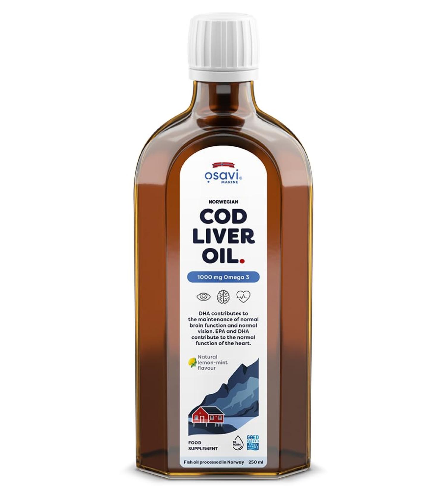 Osavi Norwegian Cod Liver Oil 1000mg Omega 3 LemonMint 250 ml