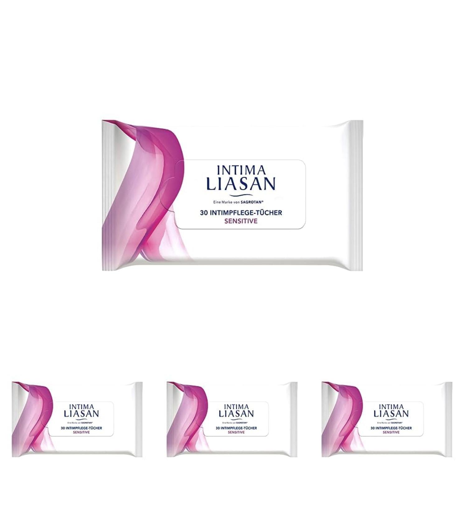 Intima Liasan by Sagrotan | Sensitive Intimate Care Wipes | Soap-free & Alcohol-free | Pack of 4 (30 Wipes) - International Shipping Available - Buy Online on GoSupps.com